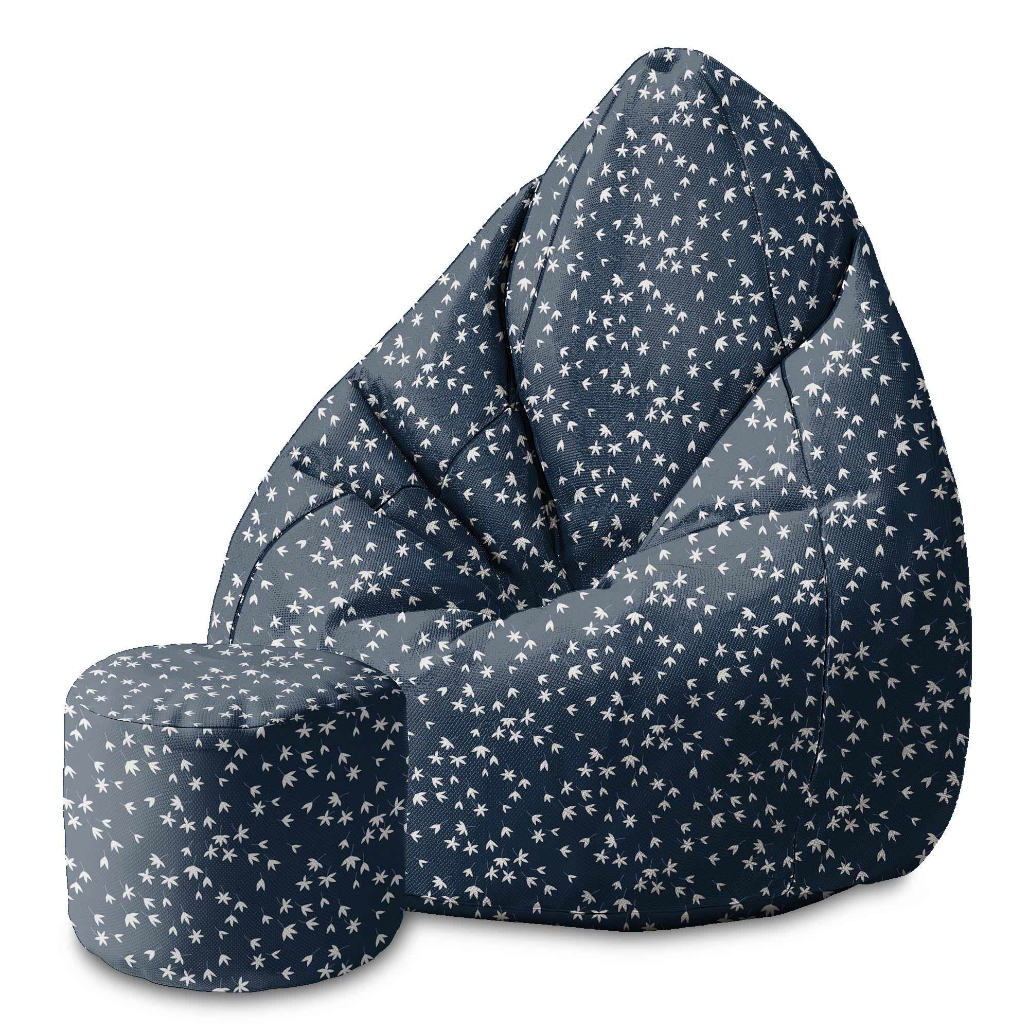 Puf okrągły podnóżek Navy Tiny Petal-Velvet