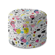 Round Pouf Footstool Girl Power