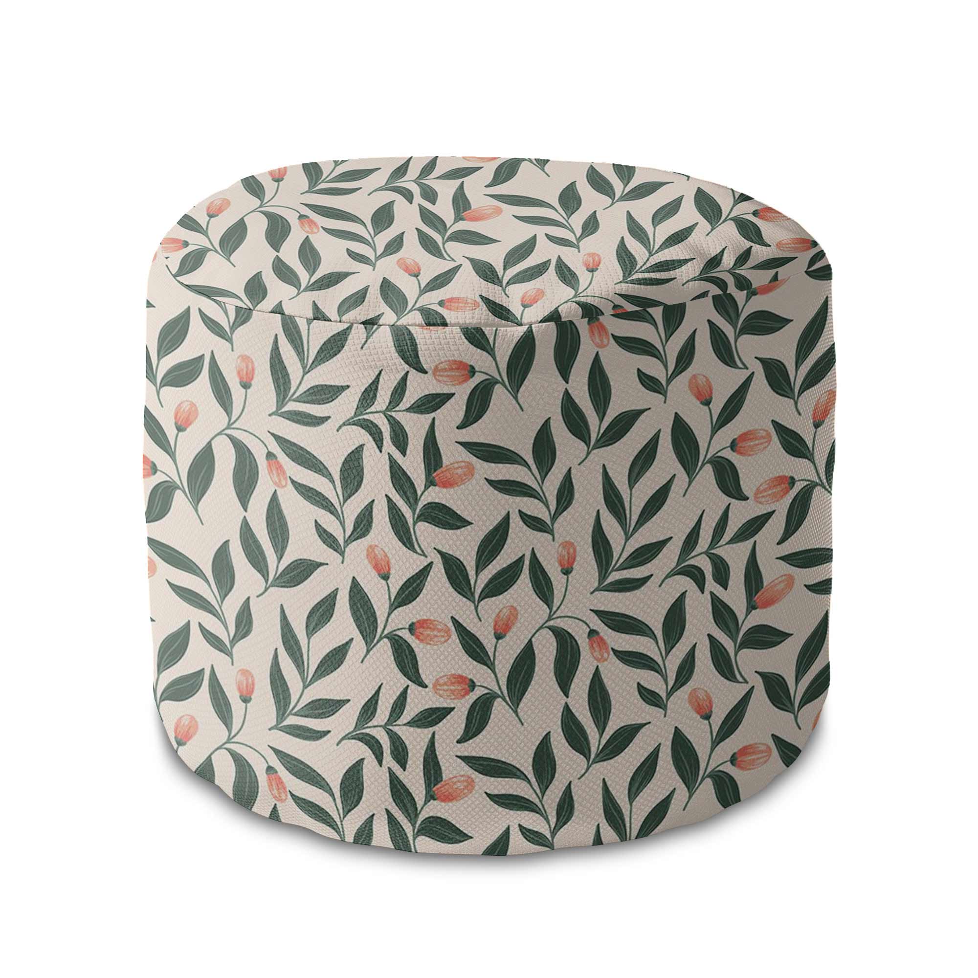 Puf okrągły podnóżek Pink Berries Pattern-Velvet