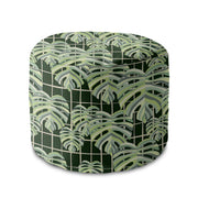Puf okrągły podnóżek Monstera Leaves Grid