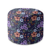Round Pouf Footstool Botanical Pattern