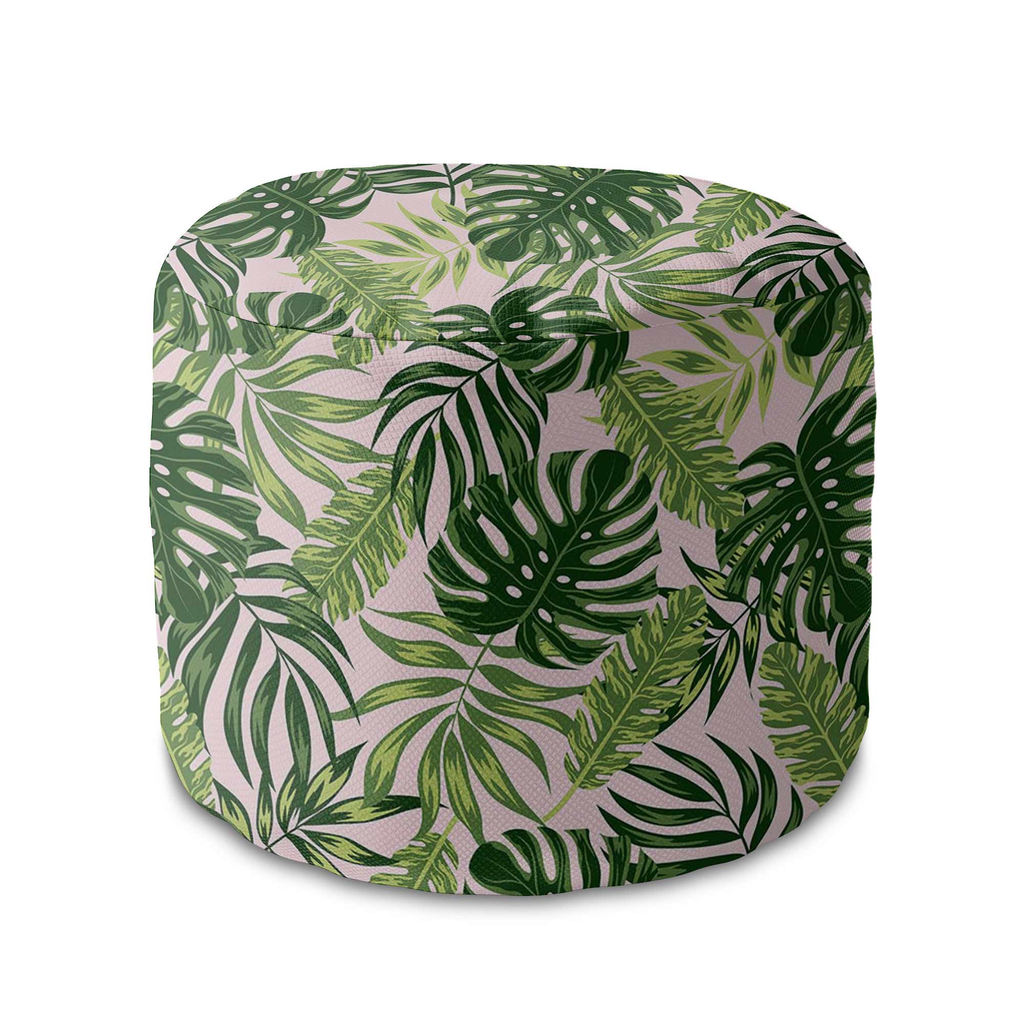 Puf okrągły podnóżek Tropical Jungle Leaves