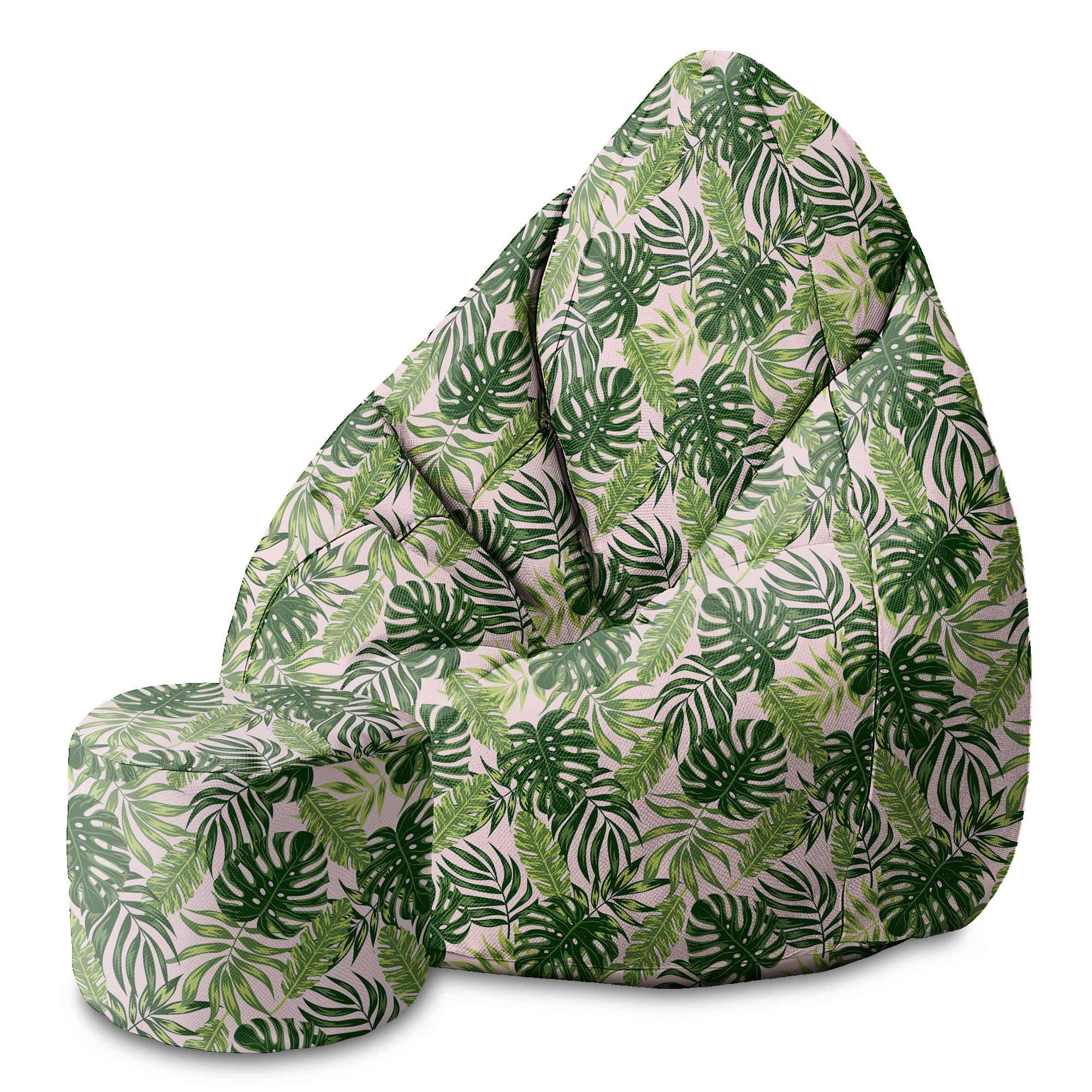 Puf okrągły podnóżek Tropical Jungle Leaves