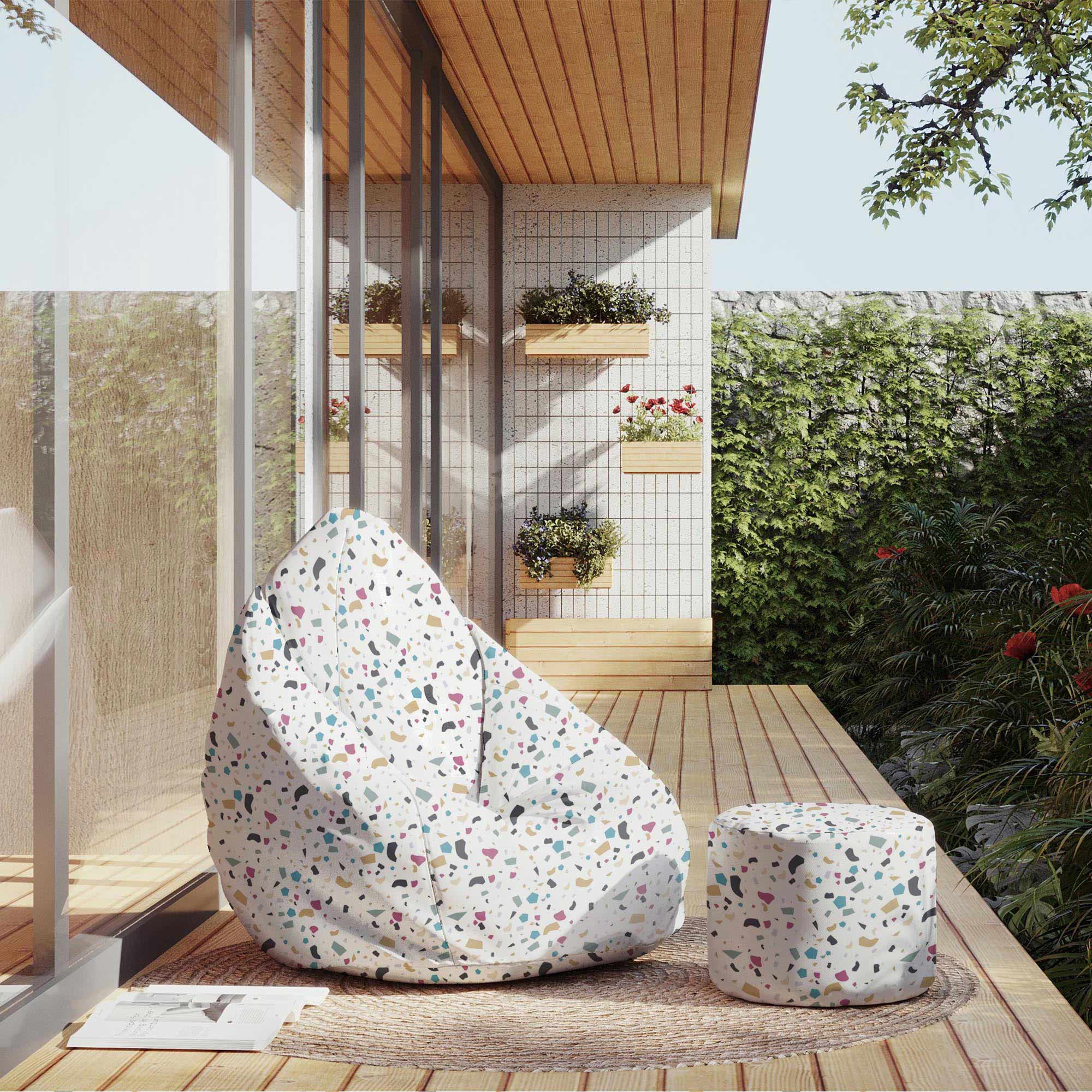 Kulatá podnožka Colorful Terrazzo-Velvet