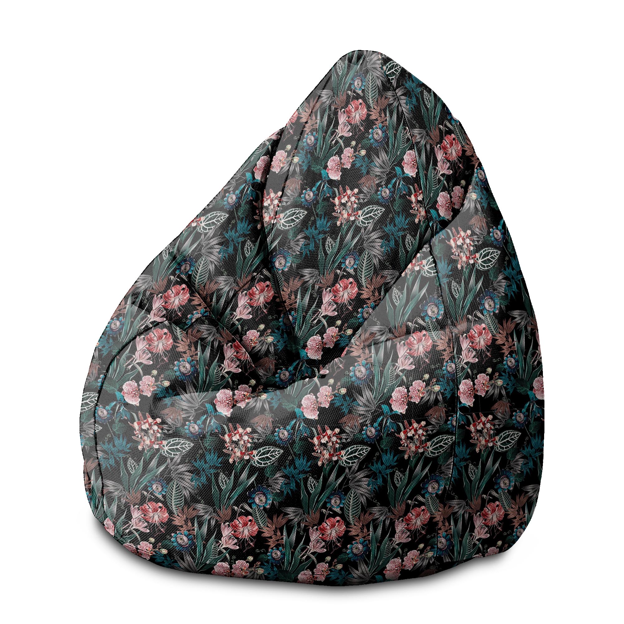 Sedací vak Pearshape Tmavá botanika-M-Zamat