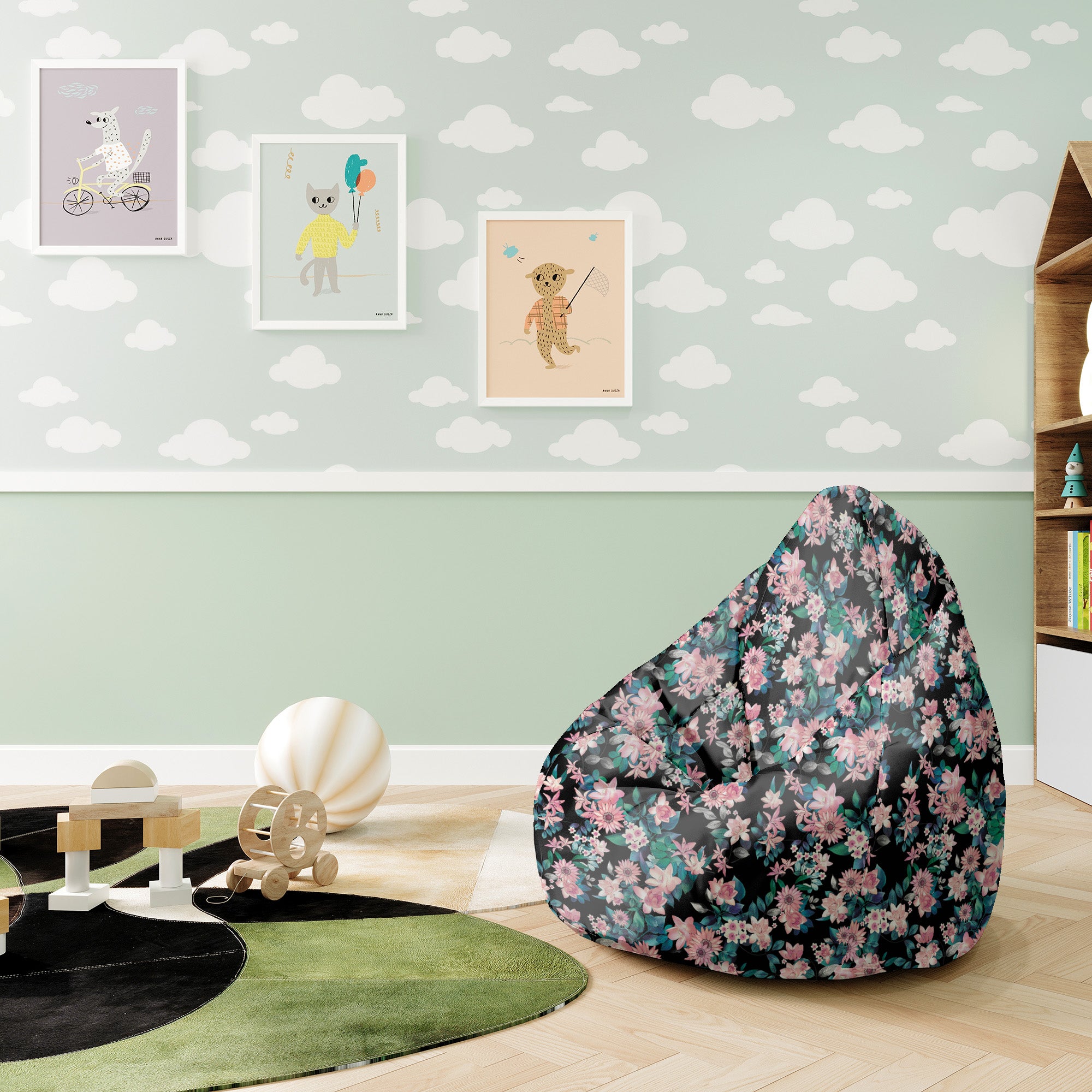 Puf Pearshape Dark Botanic Pink