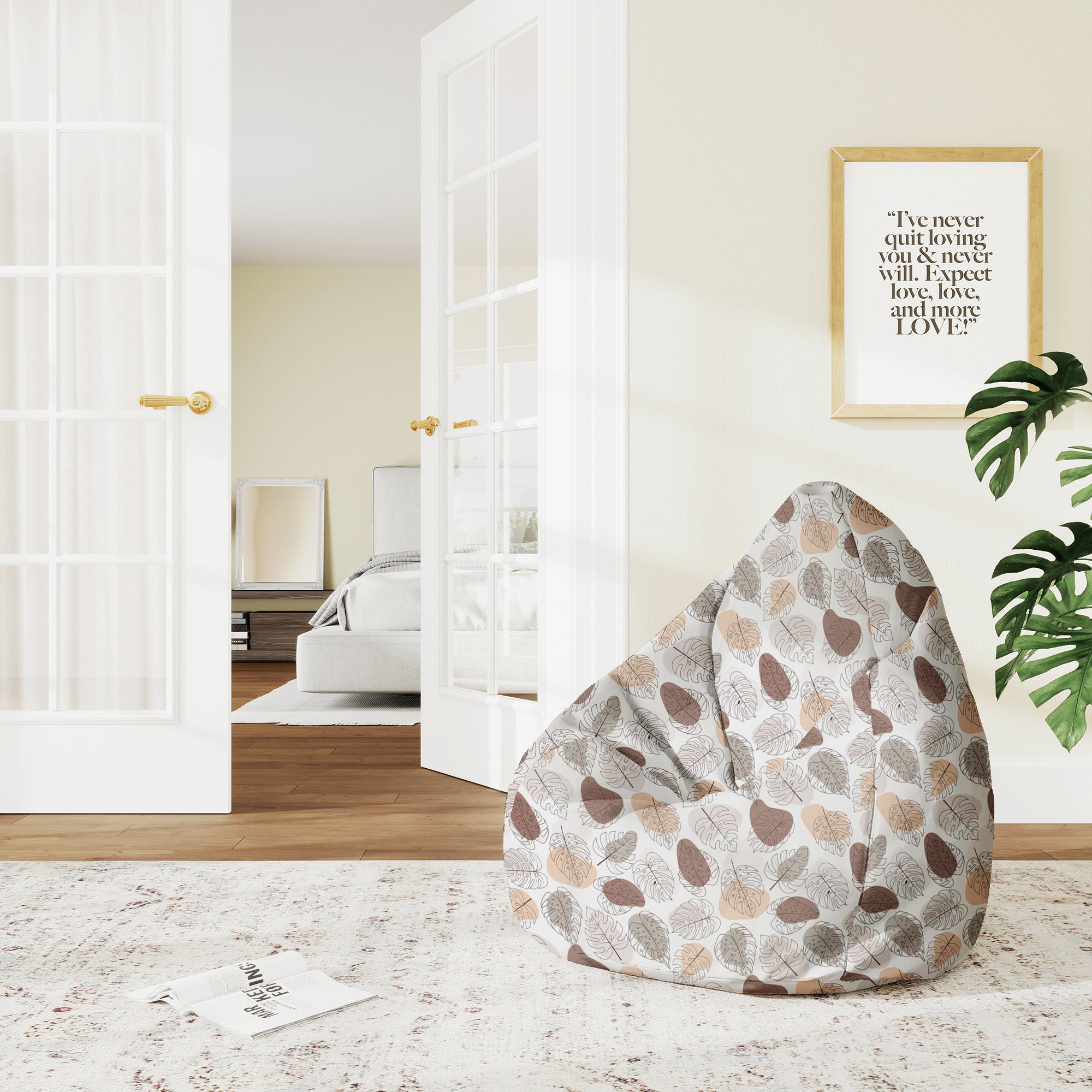 Puf Pearshape Monstera Lineart-M-Oxford