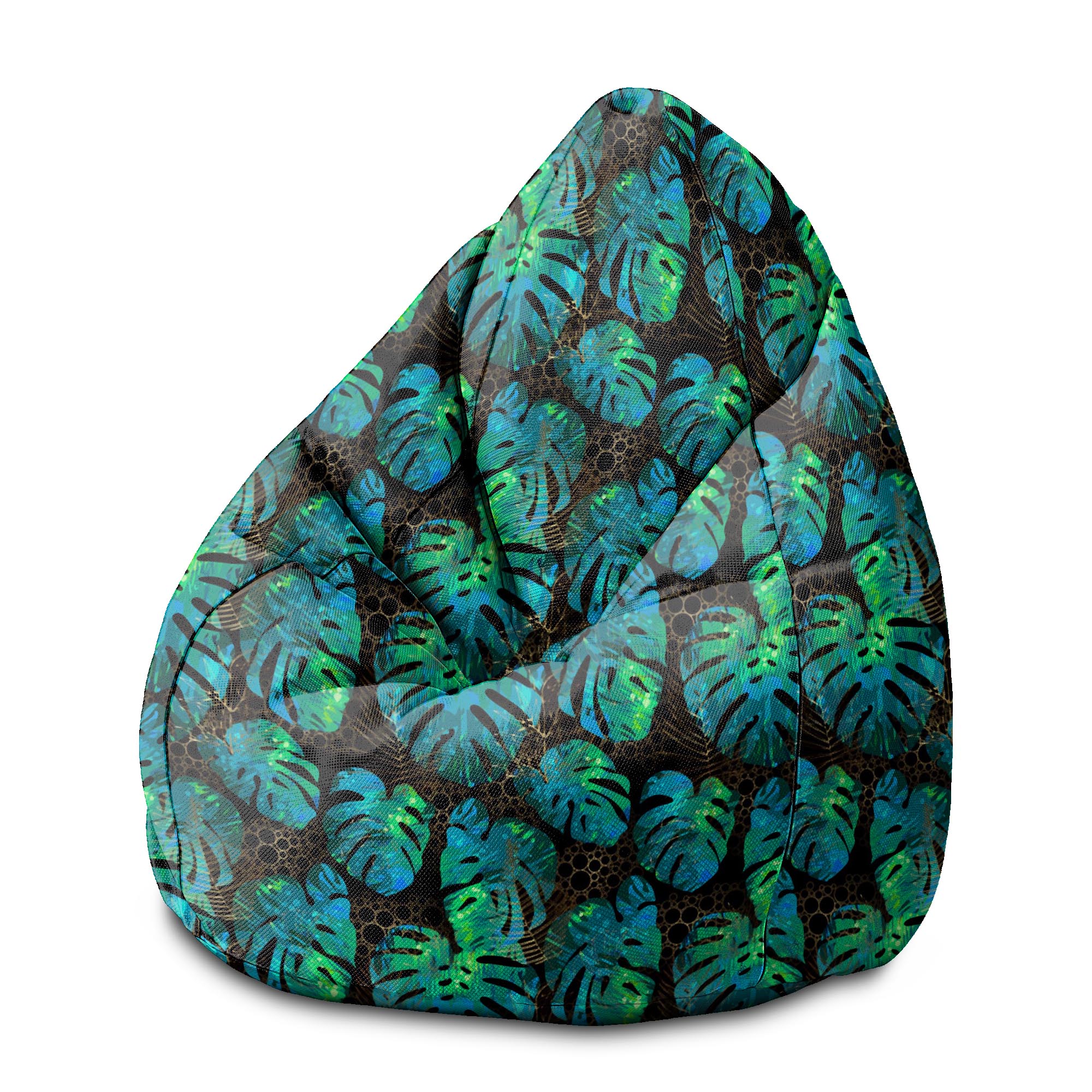 Puf Pearshape Mořská Zelená Monstera-M-Velvet