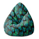 Puf Pearshape Mořská Zelená Monstera-S-Velvet