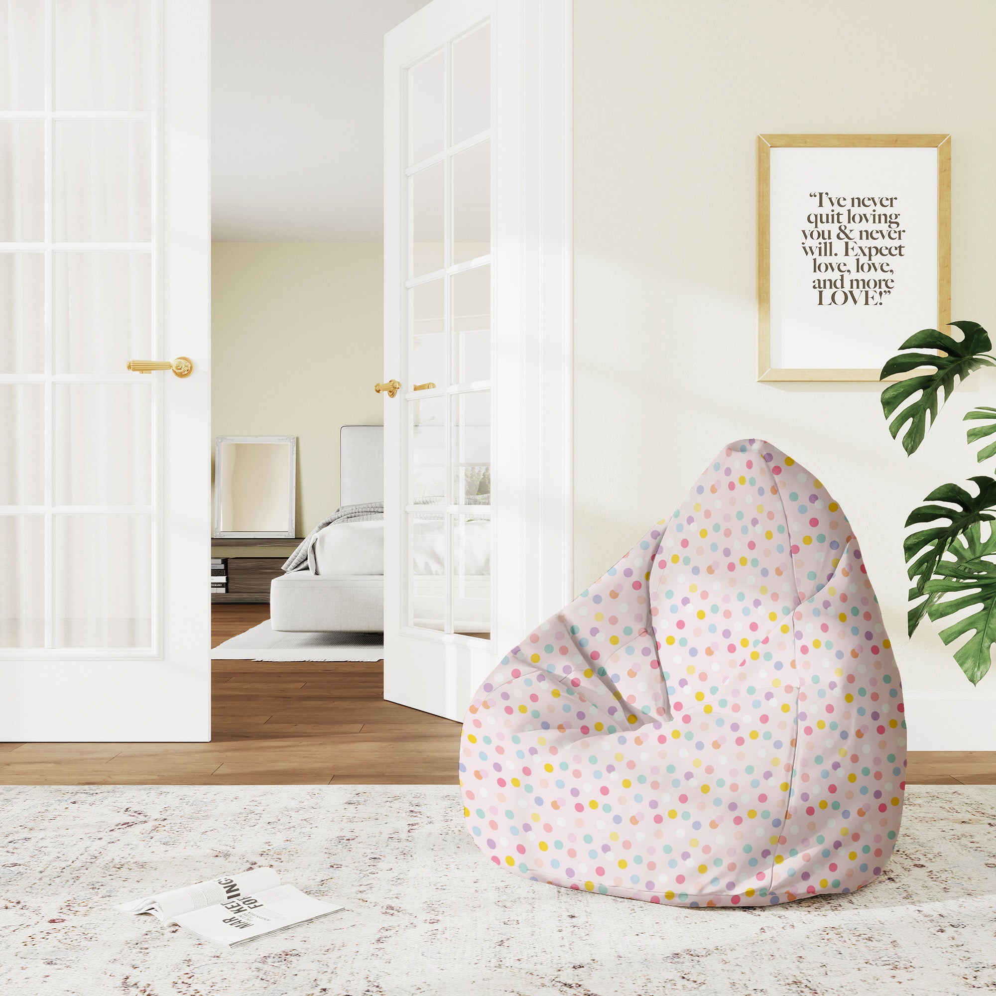 Puf Pearshape Pastel Confetti Dots-M-Oxford