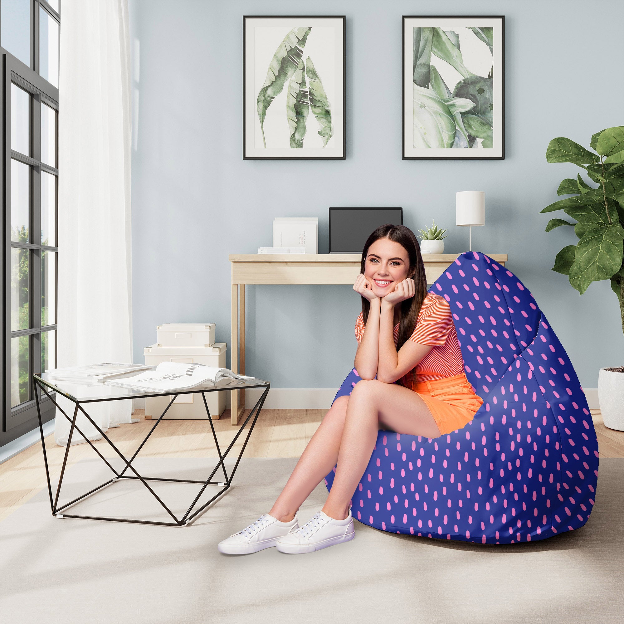 Puf Pearshape Pink Spots-M-Velvet
