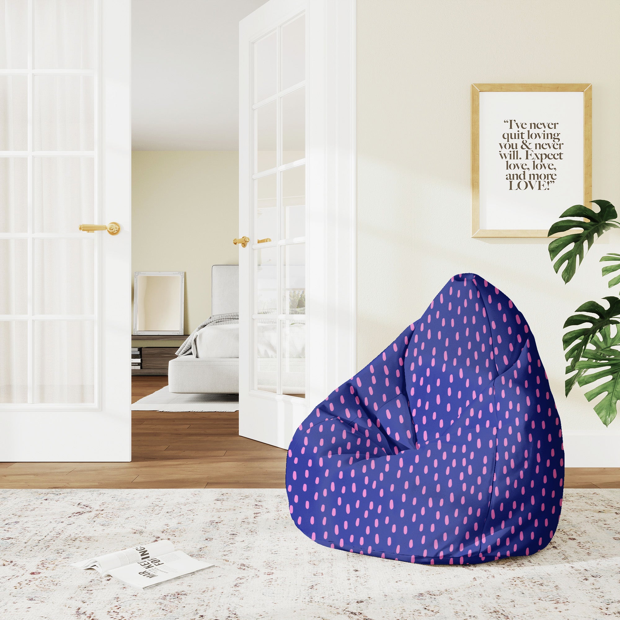 Puf Pearshape Pink Spots-M-Velvet