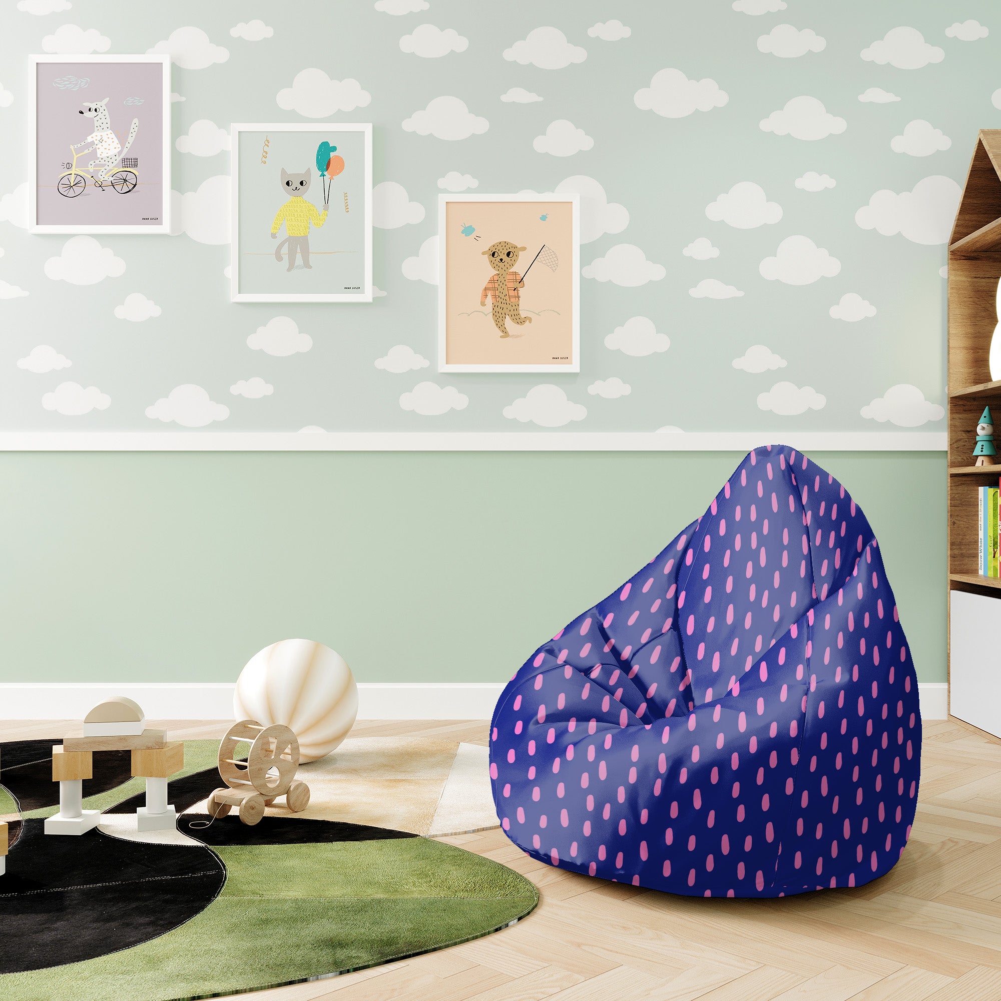 Puf Pearshape Pink Spots-S-Velvet