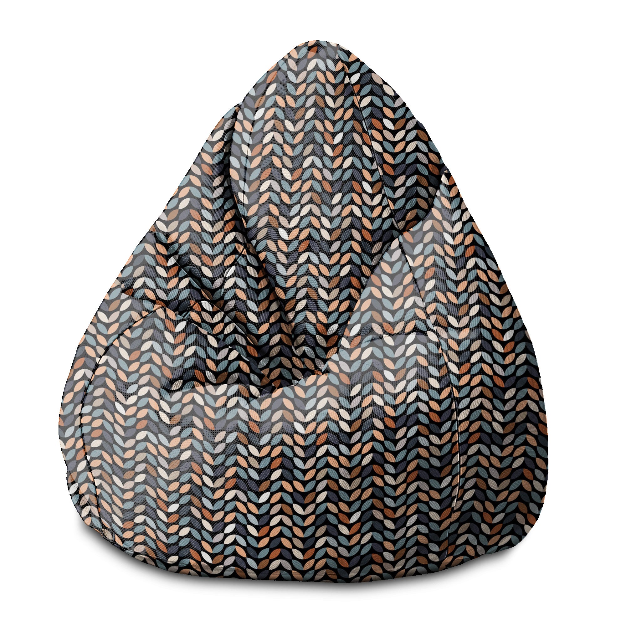 Puf Pearshape Retro Black Leaves-S-Oxford