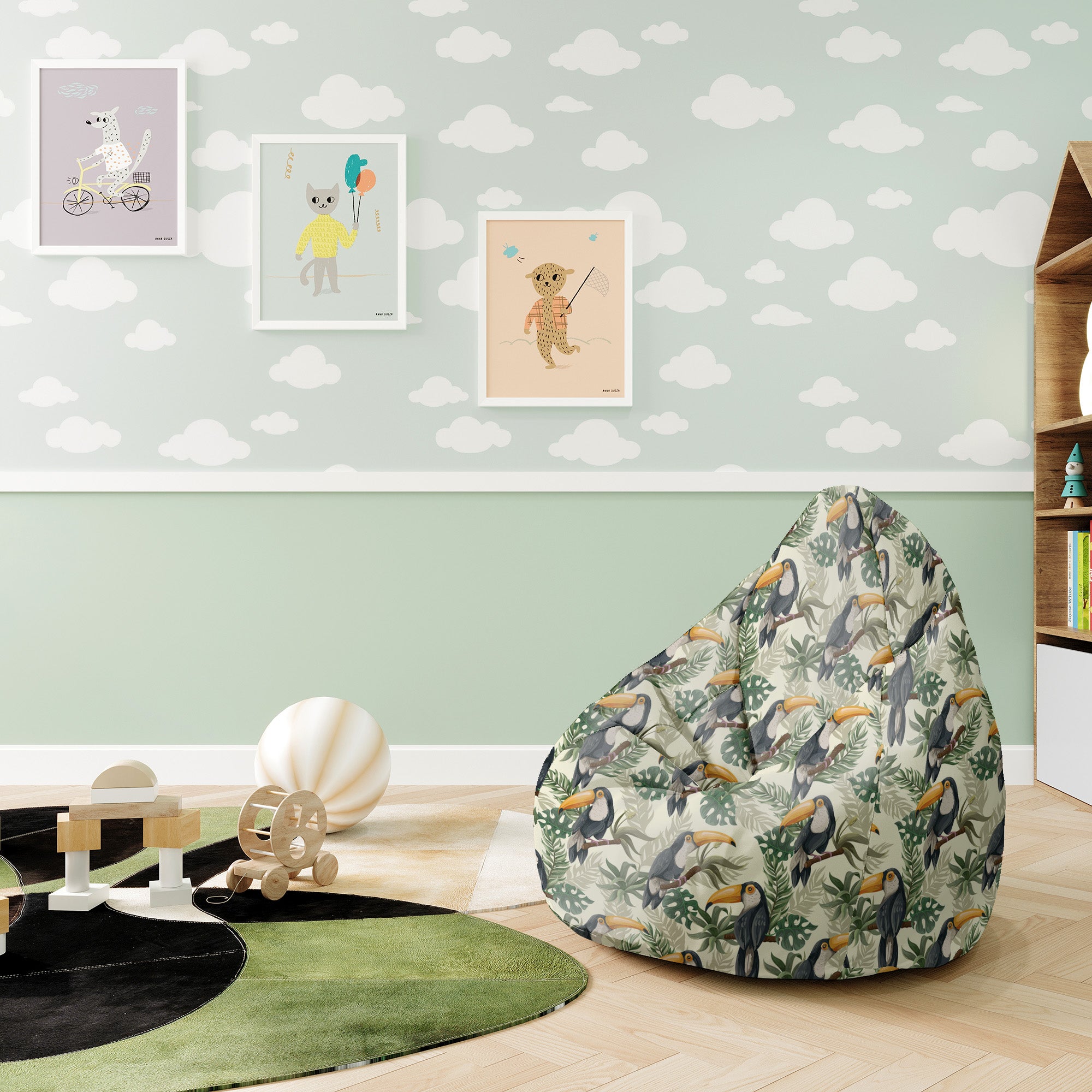 Puf Pearshape  Toucans Jungle-S-Oxford
