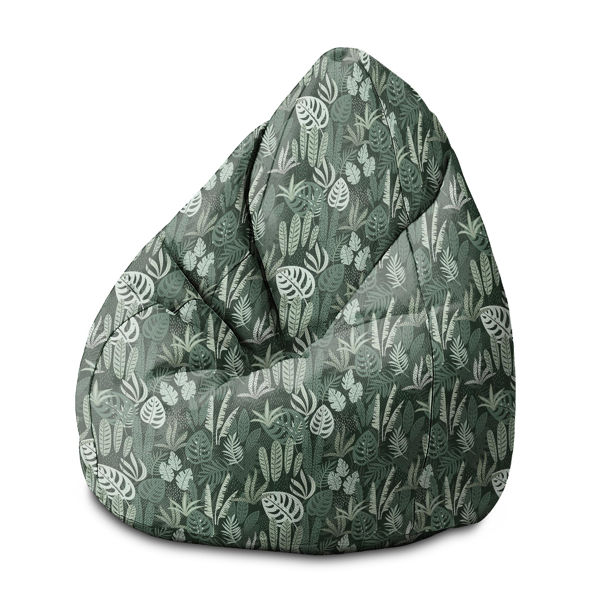 Pearshape Pouf Tropical Green Leaves Palm-M-Velvet