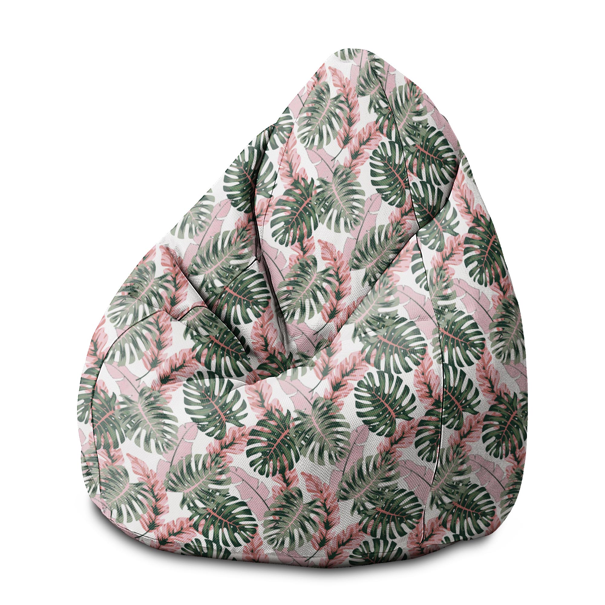 Puf Pearshape  Tropical Pink and Green Leaves-M-Oxford