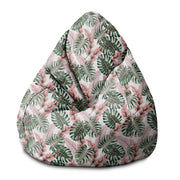 Puf Pearshape  Tropical Pink and Green Leaves-S-Oxford
