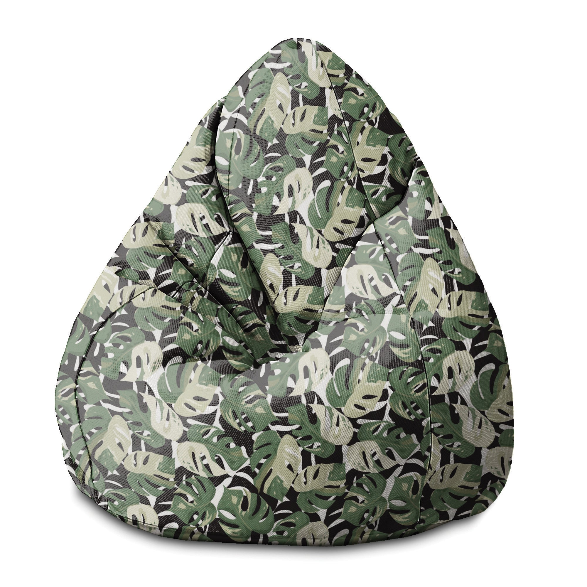 Puf Pearshape Zielono-Czarna Monstera-S-Velvet