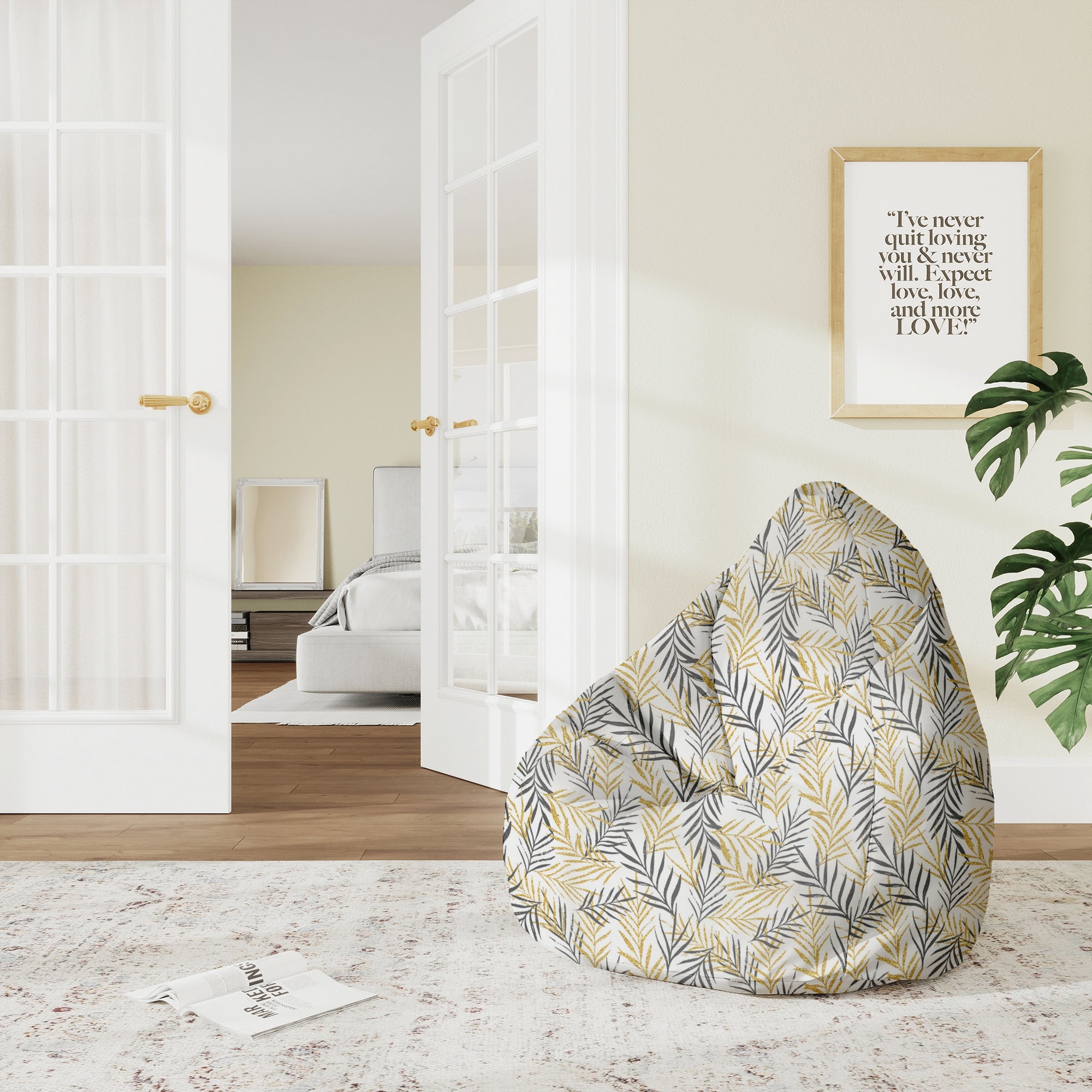 Sitzsack Pearshape Goldene Blätter-M-Velvet