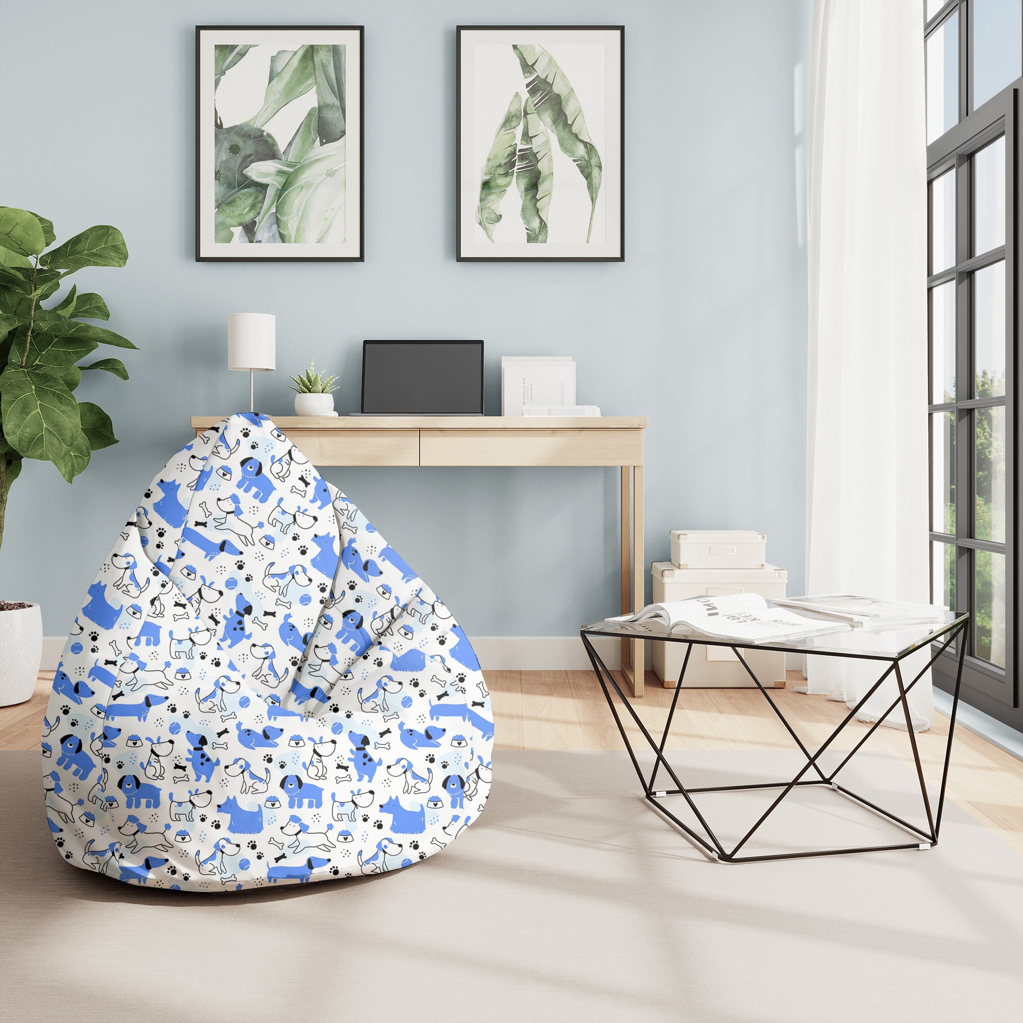 Puf Pearshape Blue Dogs-M-Oxford