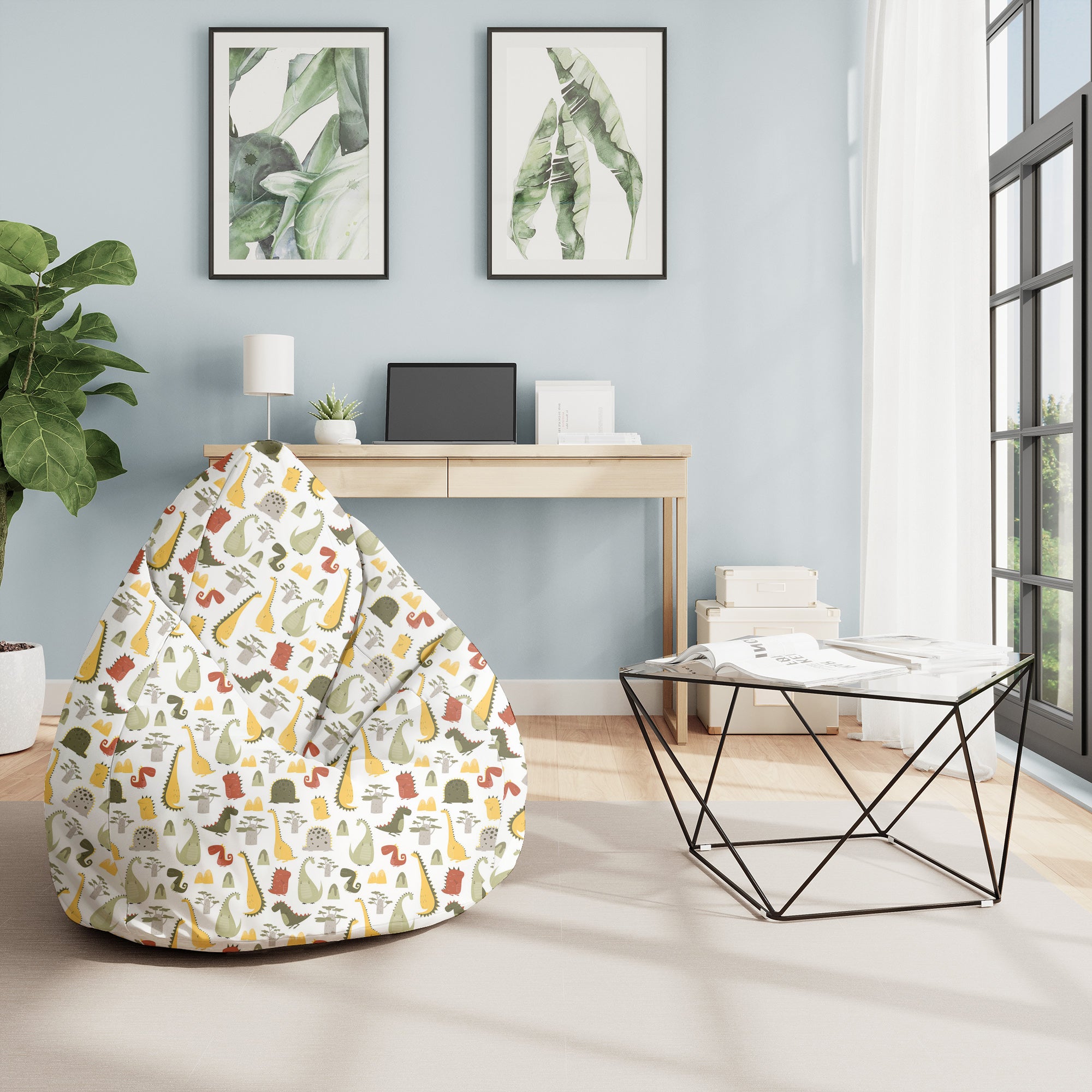 Puf Pearshape Cartoon Style Dinosaur-M-Velvet