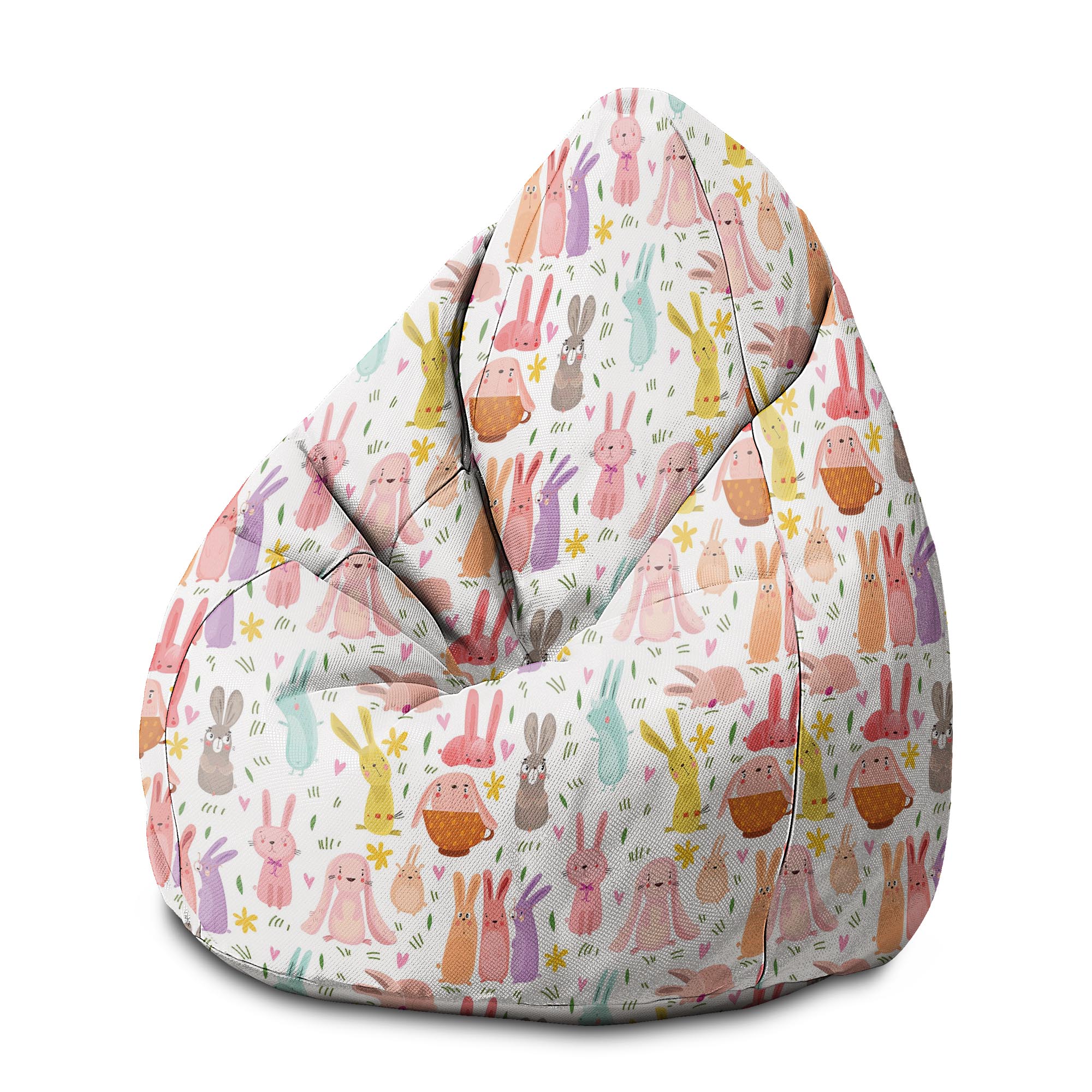Puf Birnenform Bunte Hasen-M-Samt