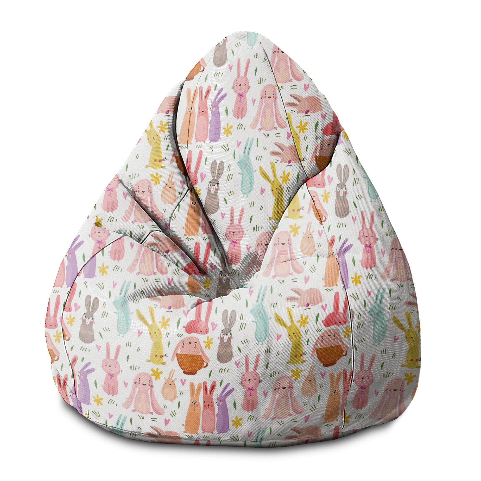 Puf Birnenform Bunte Hasen-S-Samt