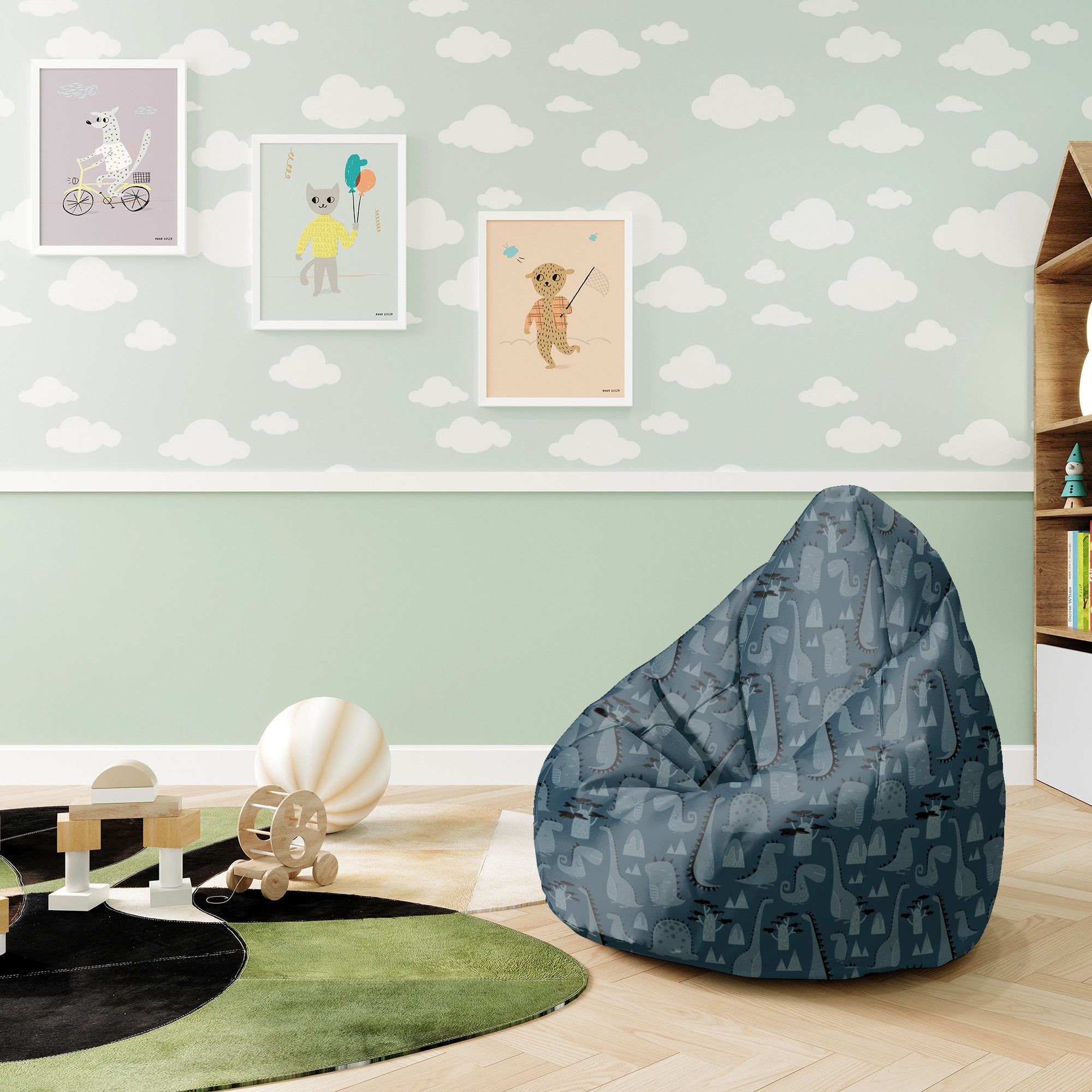 Puf Pearshape Dark Cartoon Style Dinosaur