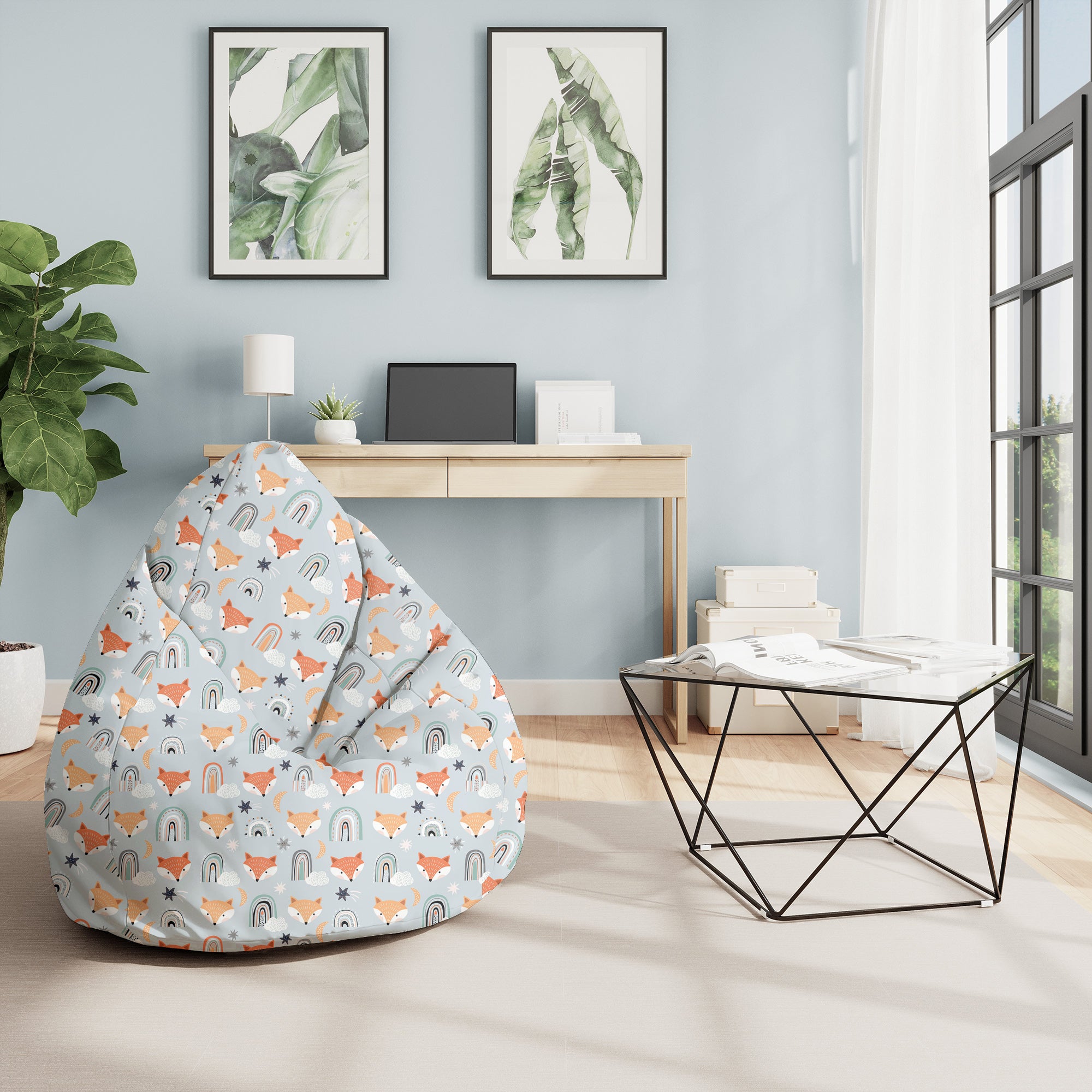 Puf Pearshape Foxes Pastel-M-Oxford