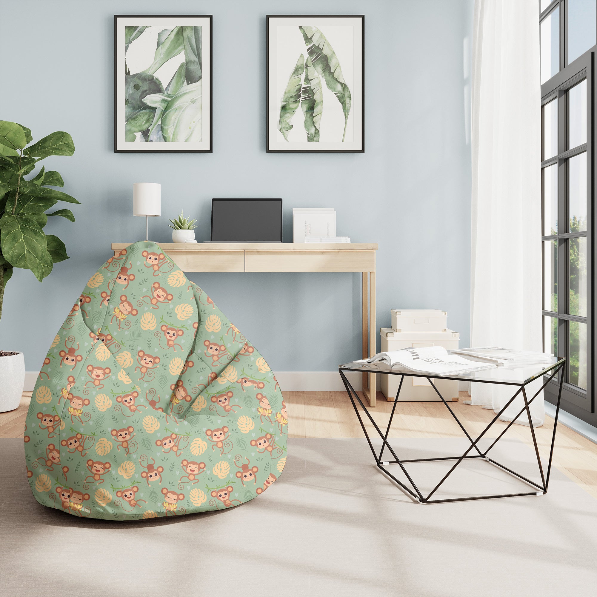 Puf Pearshape Monkey on Jungle-M-Velvet