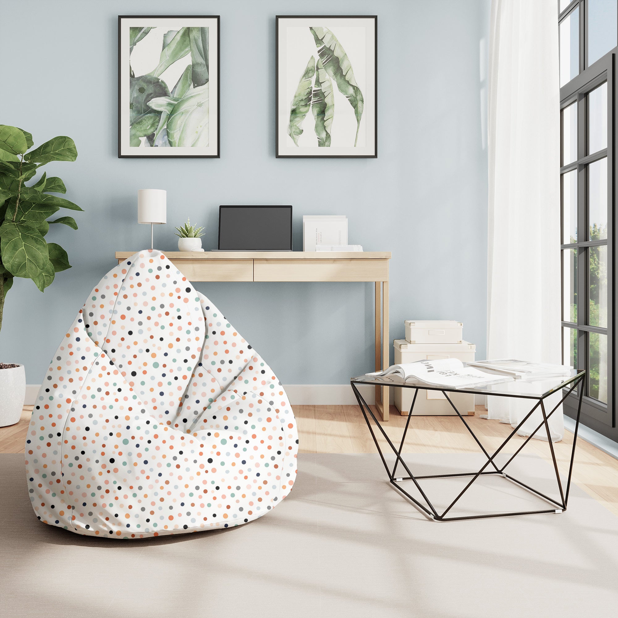 Puf Pearshape Pastel Dots-M-Oxford