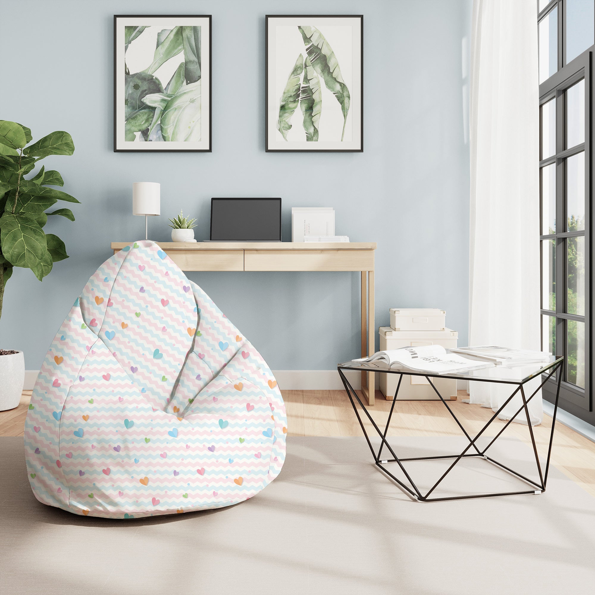 Sitzsack Birnenform Pastellherzen-M-Oxford