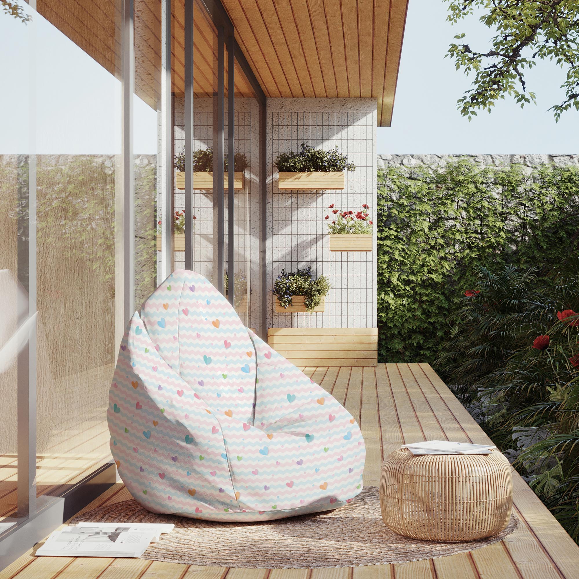 Sitzsack Birnenform Pastellherzen-M-Oxford