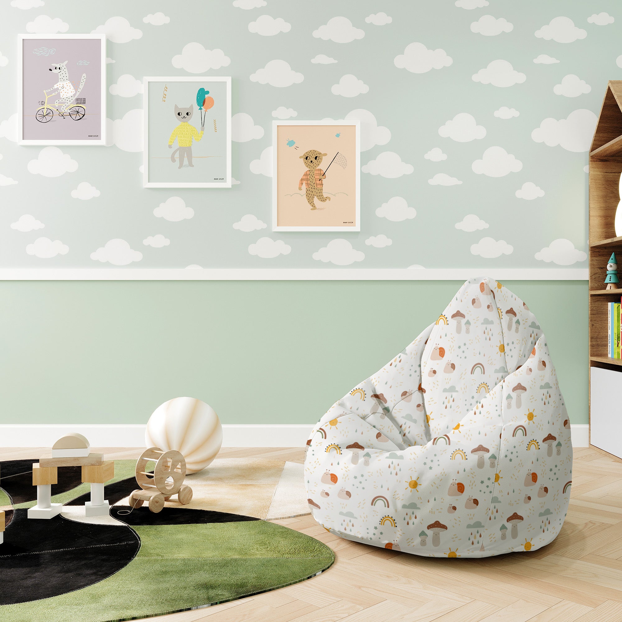 Puf Pearshape Autumn Mushroom-S-Oxford