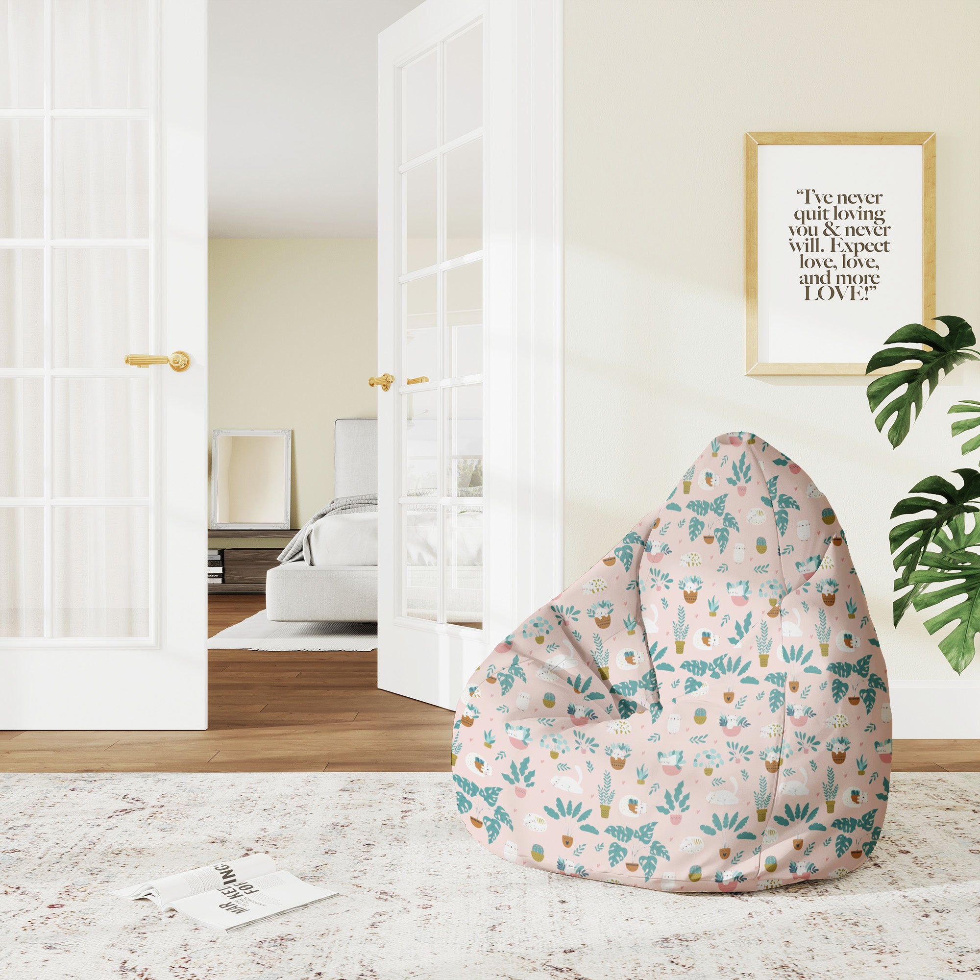 Puf Pearshape Cat and Plants-M-Velvet