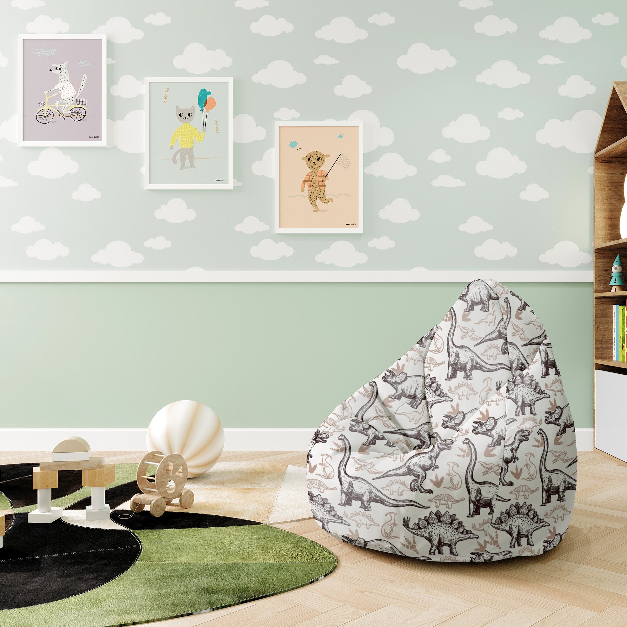 Puf Pearshape Dinosaurs Footprints-S-Oxford
