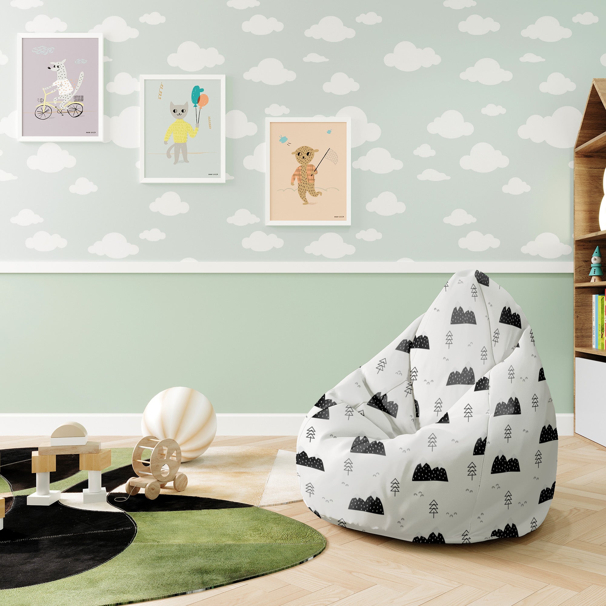 Pearshape Pouf Scandi Mountains-S-Oxford