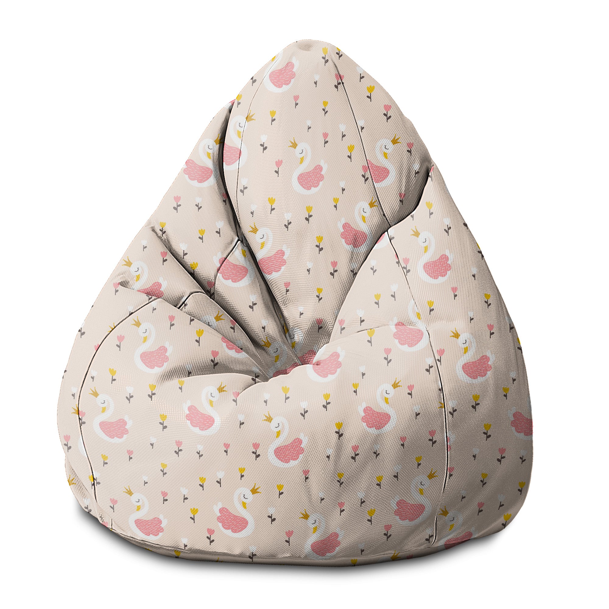 Sedací vak Pearshape Labuť s tulipánmi-S-Velvet