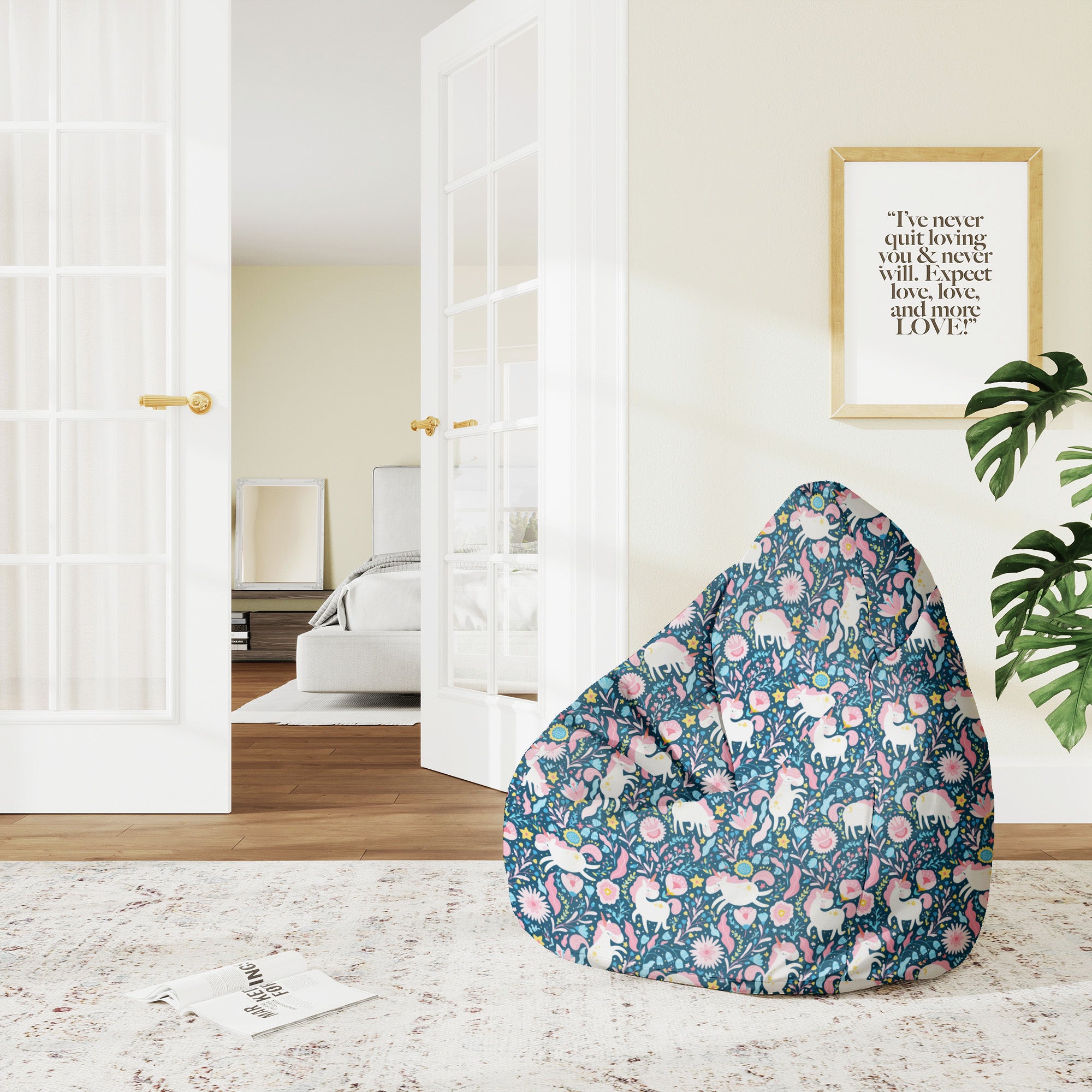 Puf Pearshape Unicorn in the Flowers-M-Velvet