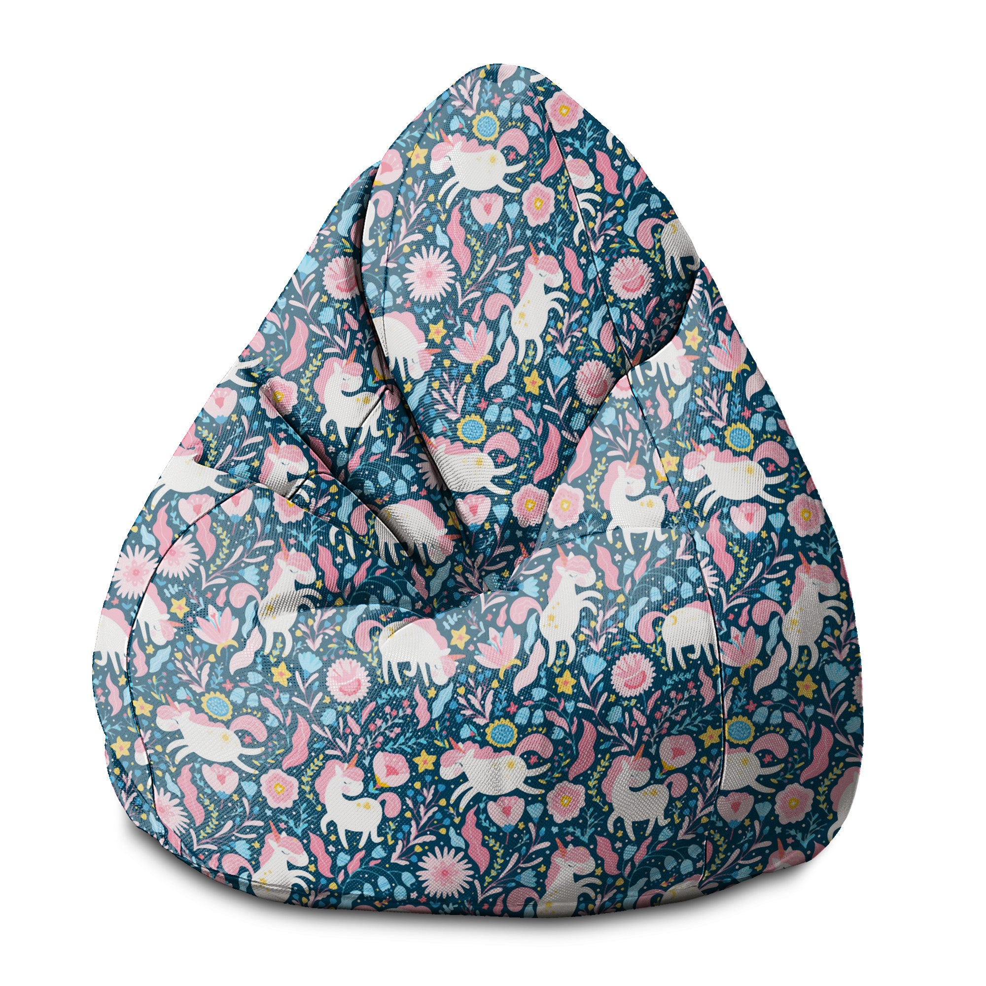 Sedací vak Pearshape Jednorožec v kvetoch-S-Velvet