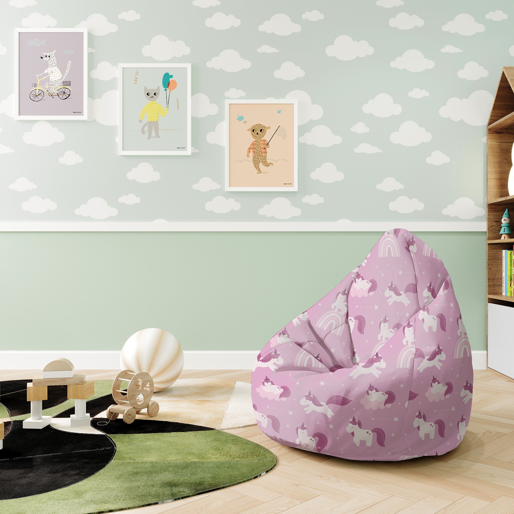 Puf Pearshape Unicorns and Clouds