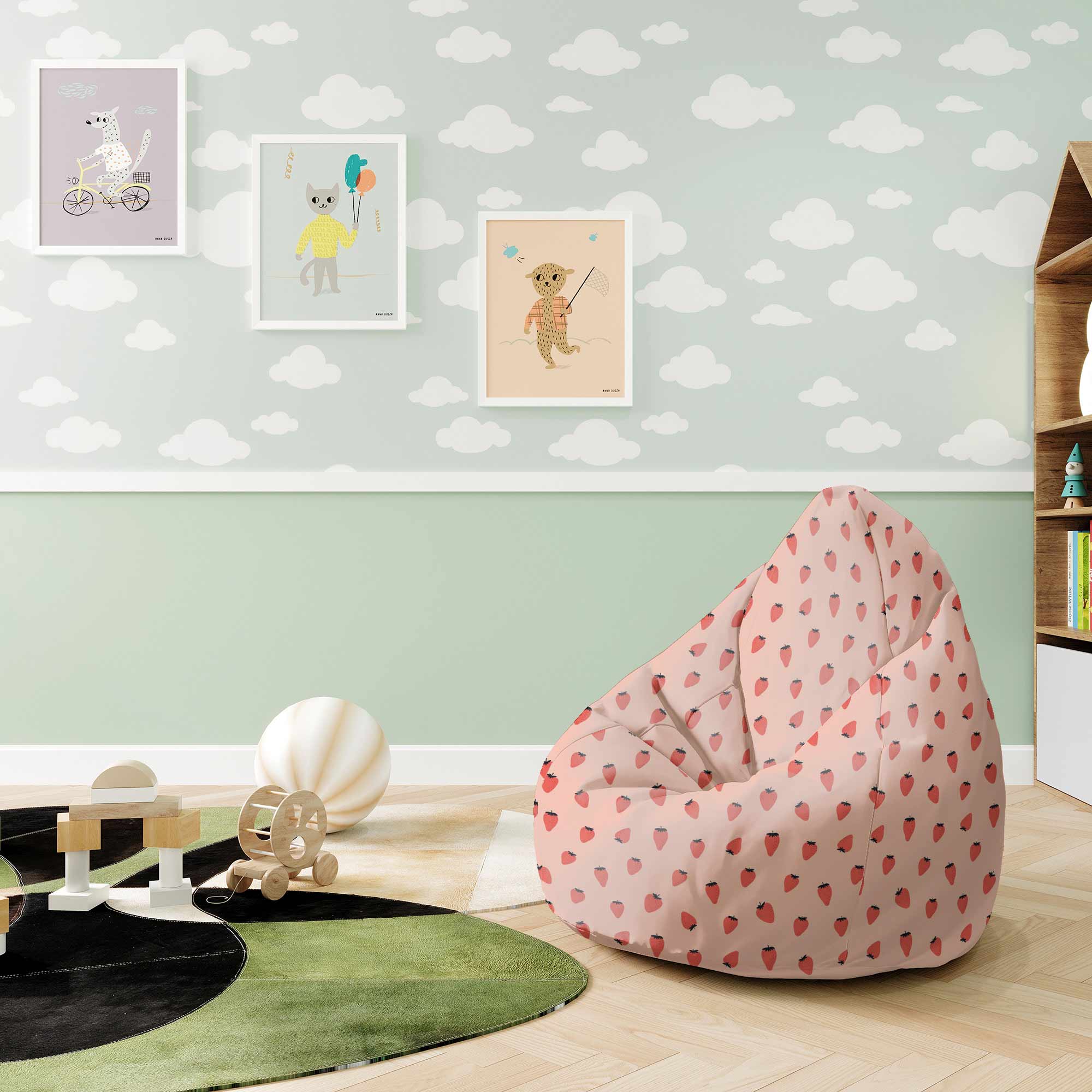 Puf Pearshape Strawberry-S-Oxford