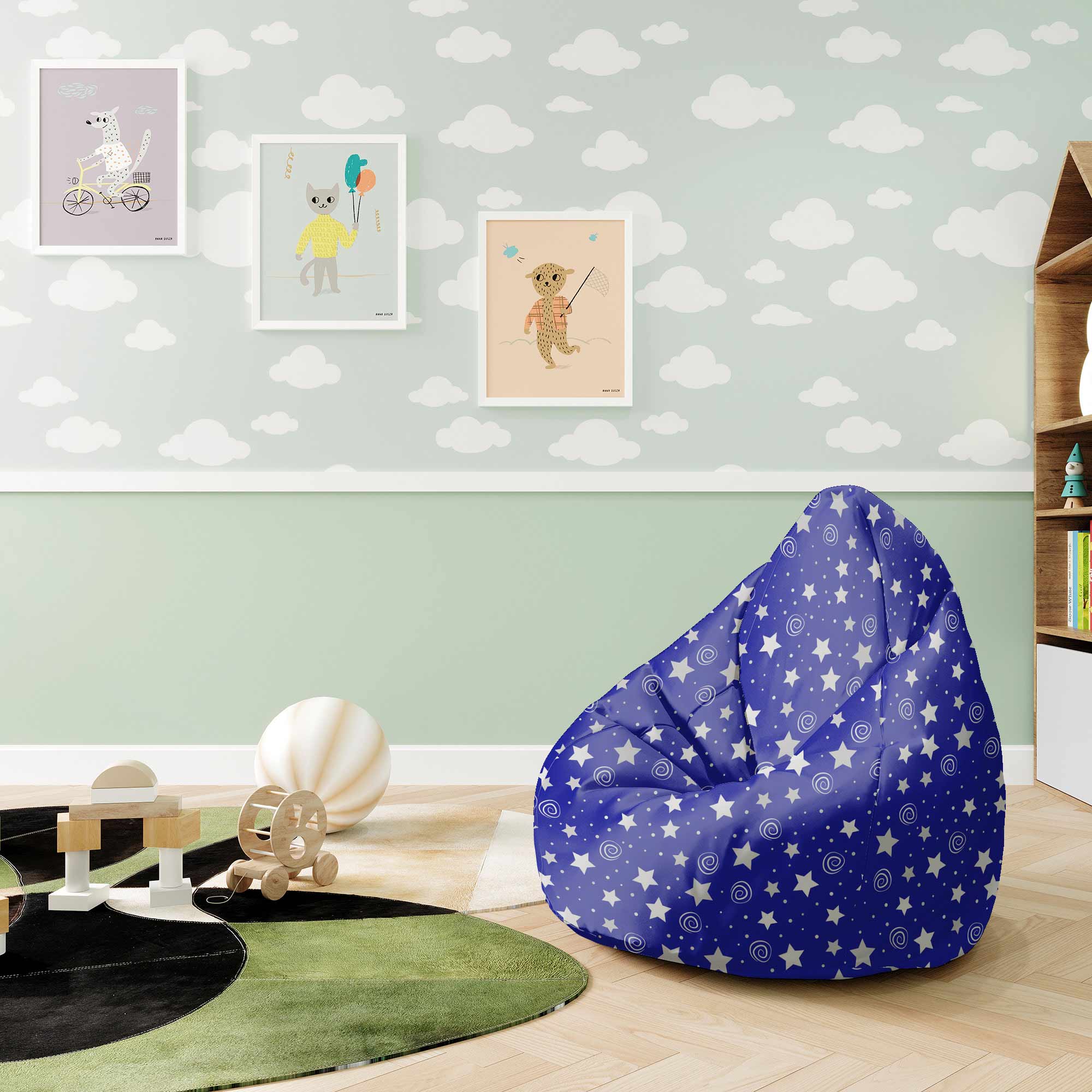 Puf Pearshape Night Sky Pattern