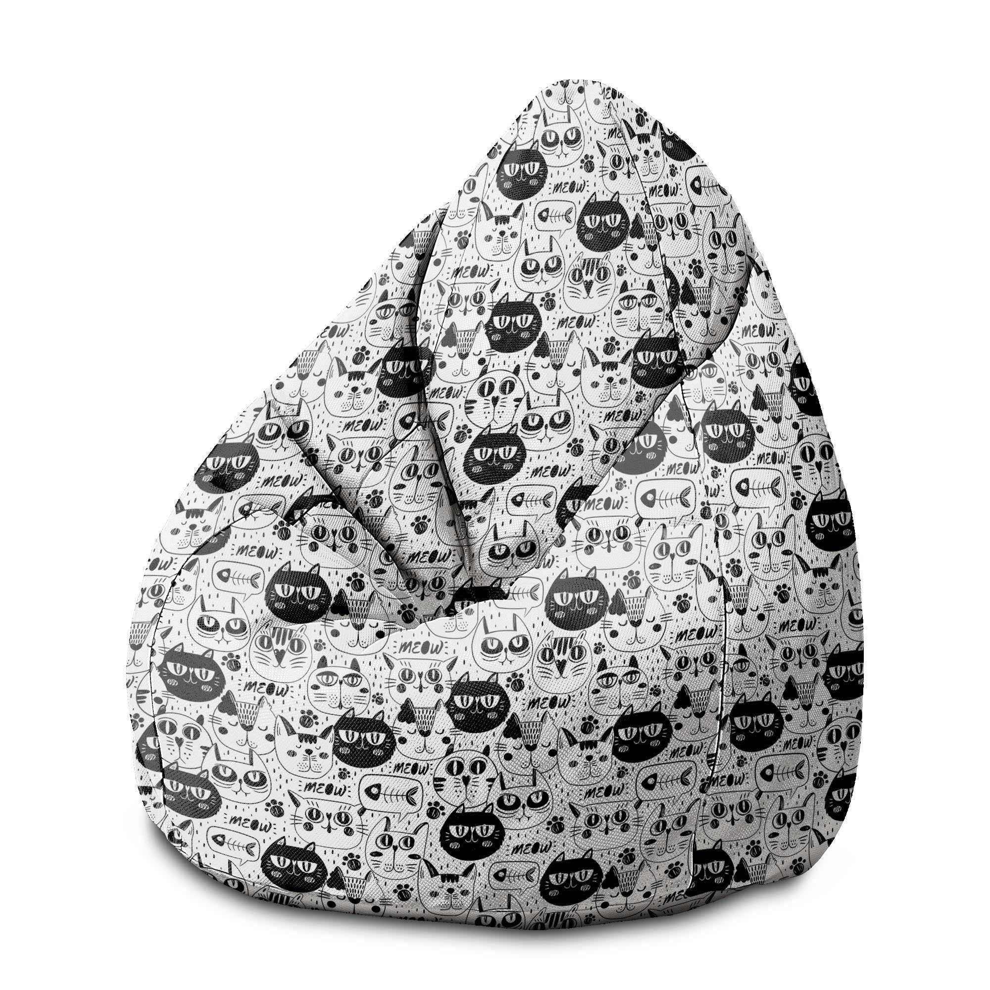 Puf Pearshape Black and White Cats-M-Oxford