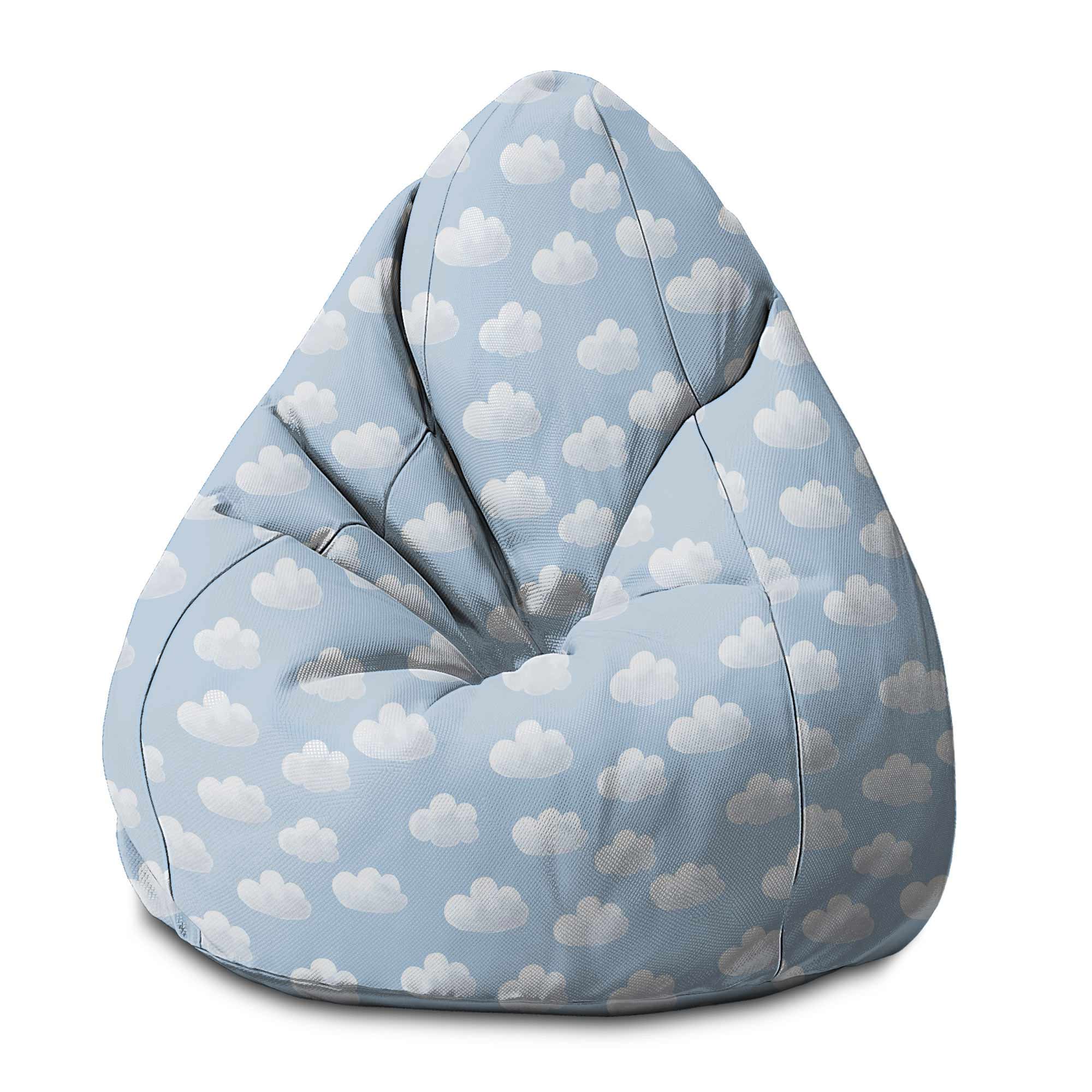 Pearshape Blue Clouds-S Velvet Pouf