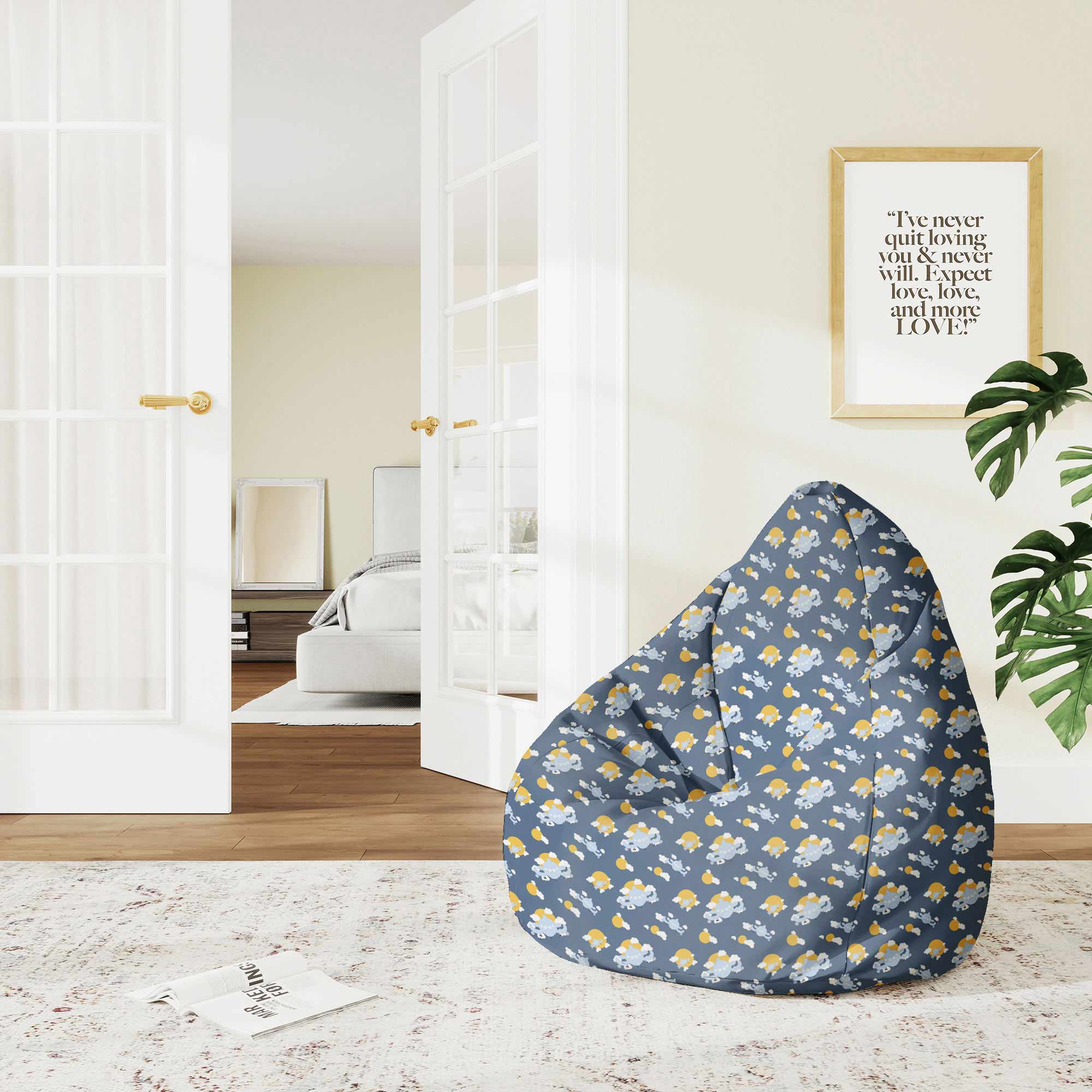 Puf Pearshape Blue Planes-M-Oxford