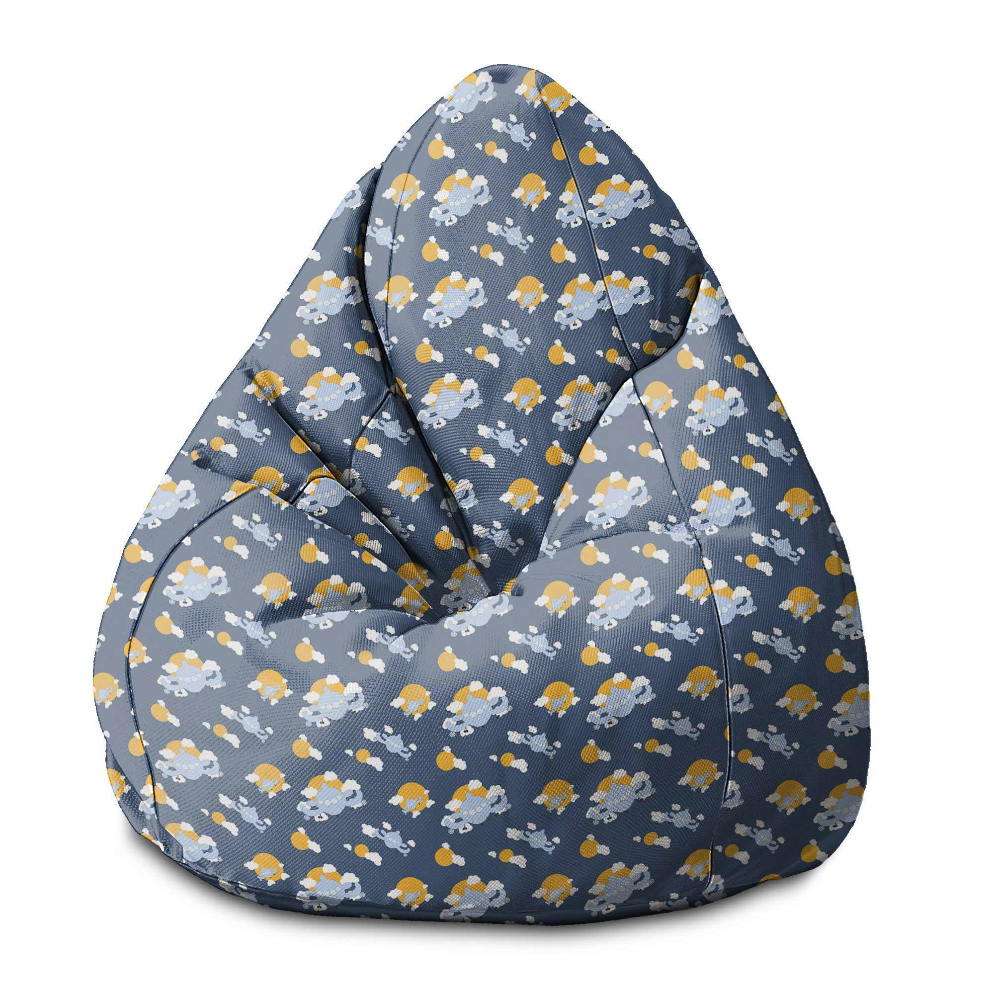 Pearshape Blue Planes-S Oxford Pouf