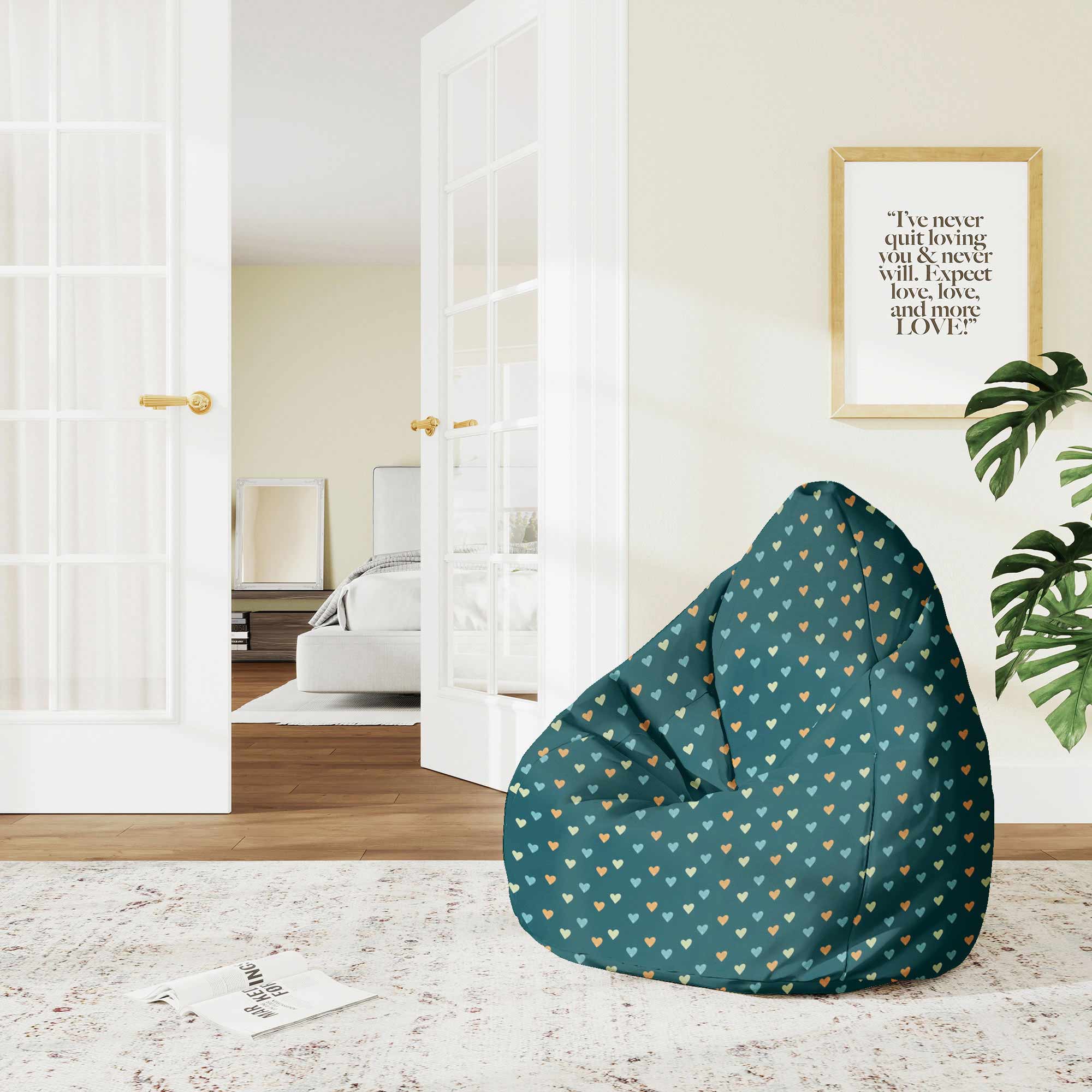 Pear-shaped Pouf Colorful Hearts-M-Oxford
