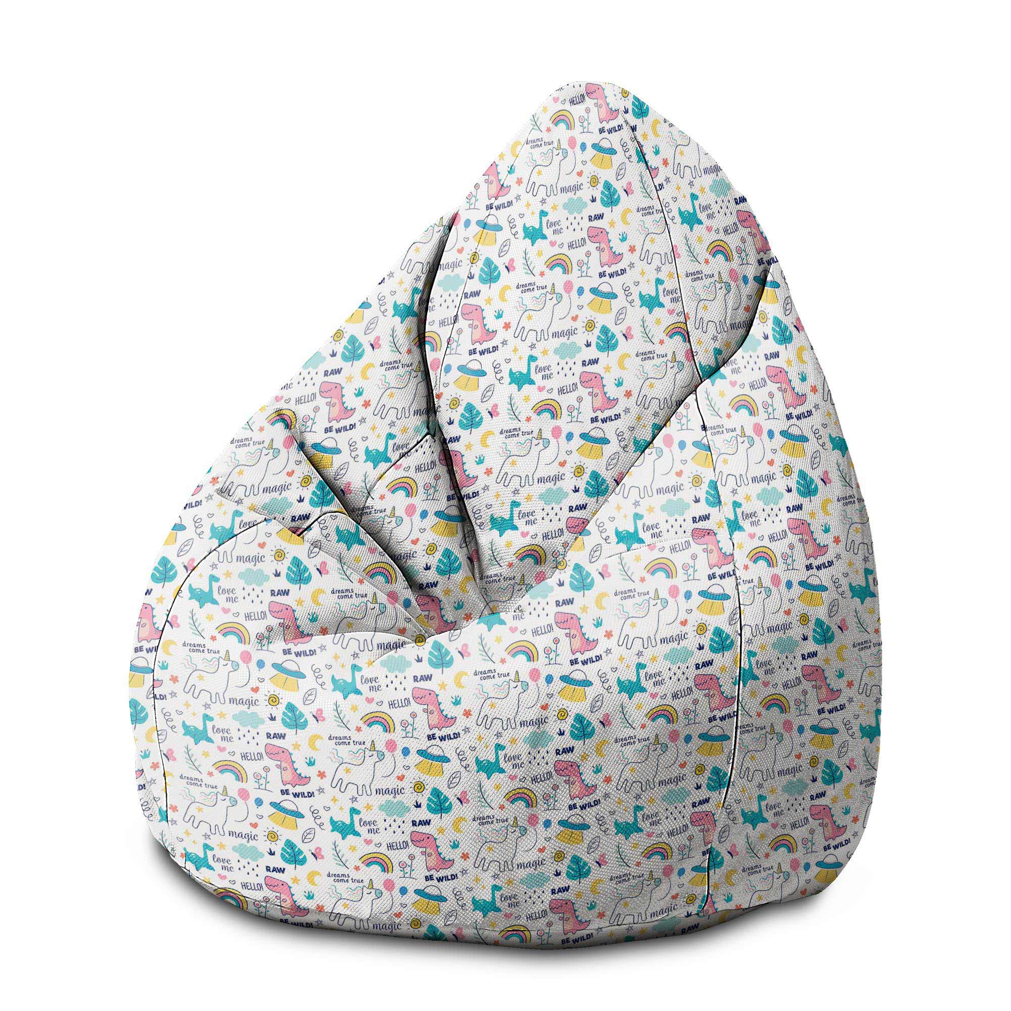 Puf Pearshape Dinosaurs and Unicorns-M-Velvet